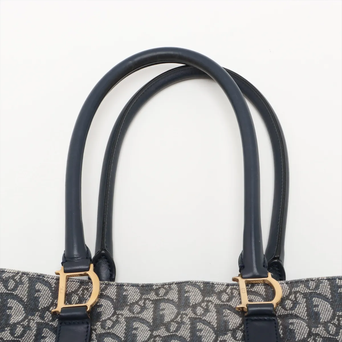 Trotter Canvas x Leather Tote Bag Navy — view 6
