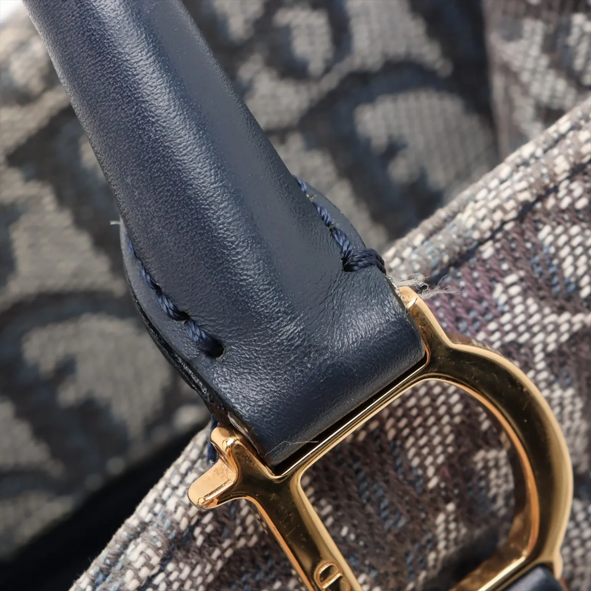 Trotter Canvas x Leather Tote Bag Navy — view 10