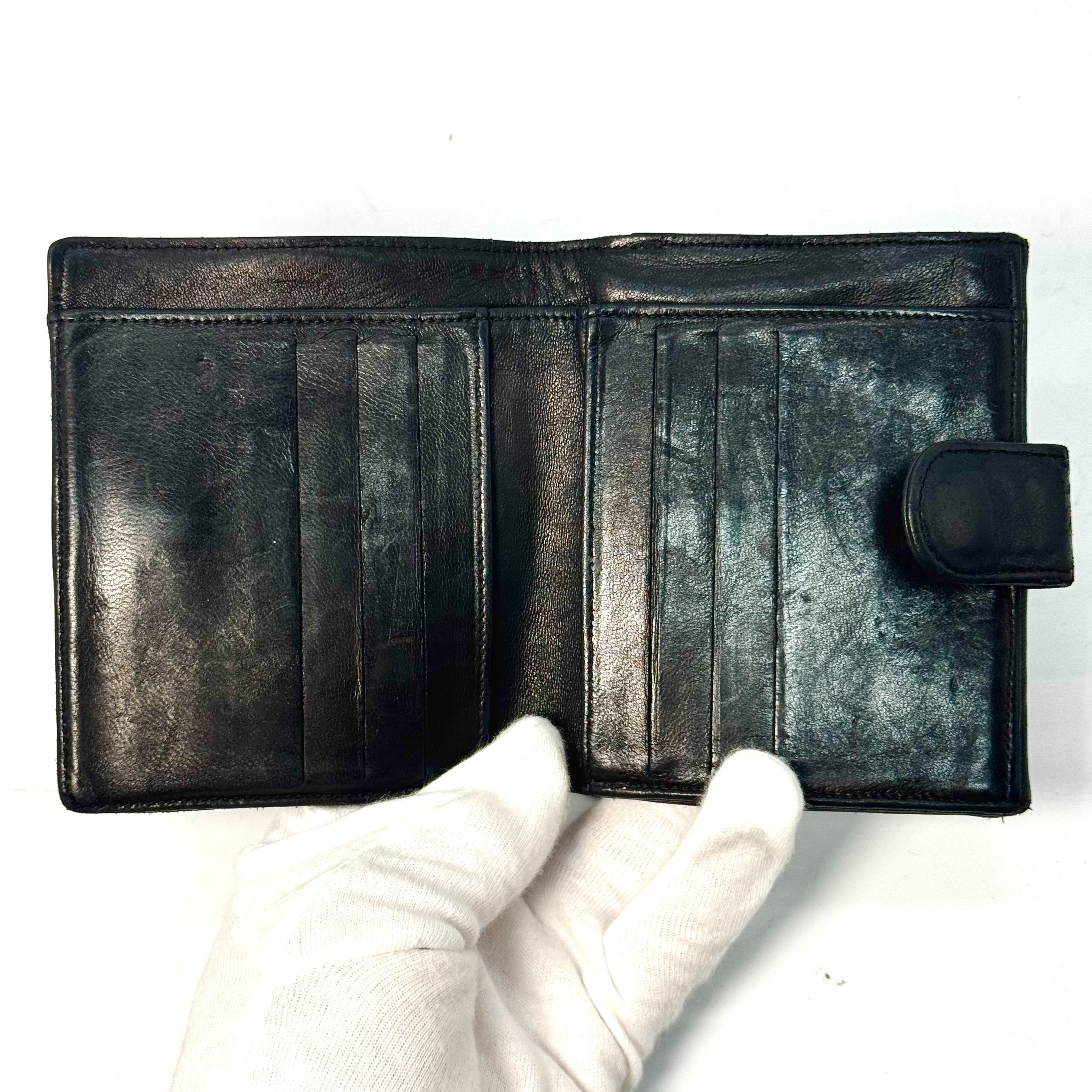 Coco Mark Lambskin Bi-fold Compact Wallet, Black — view 3