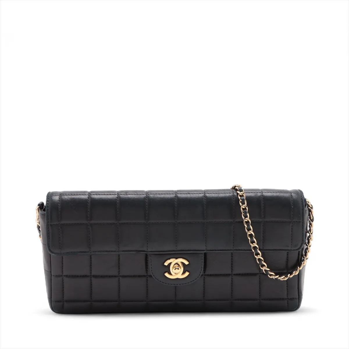Chocolate Bar Lambskin Chain Shoulder Bag Black Gold Hardware 7568390 No. 7