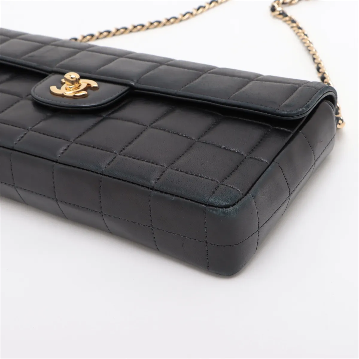 Chocolate Bar Lambskin Chain Shoulder Bag Black Gold Hardware 7568390 No. 7 — view 3