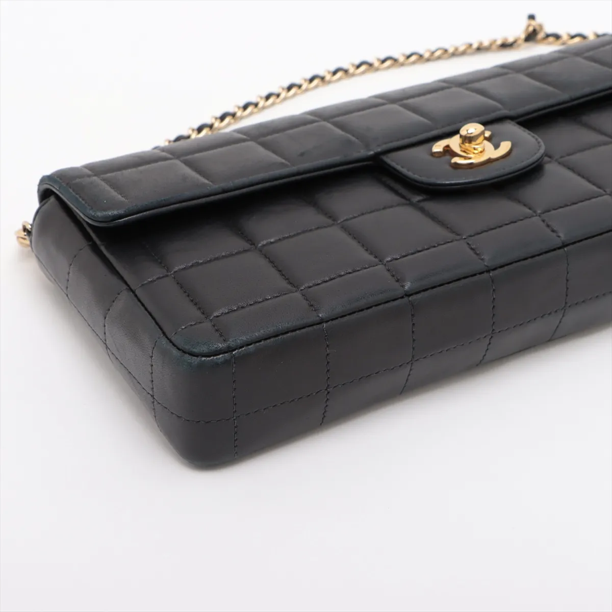 Chocolate Bar Lambskin Chain Shoulder Bag Black Gold Hardware 7568390 No. 7 — view 4