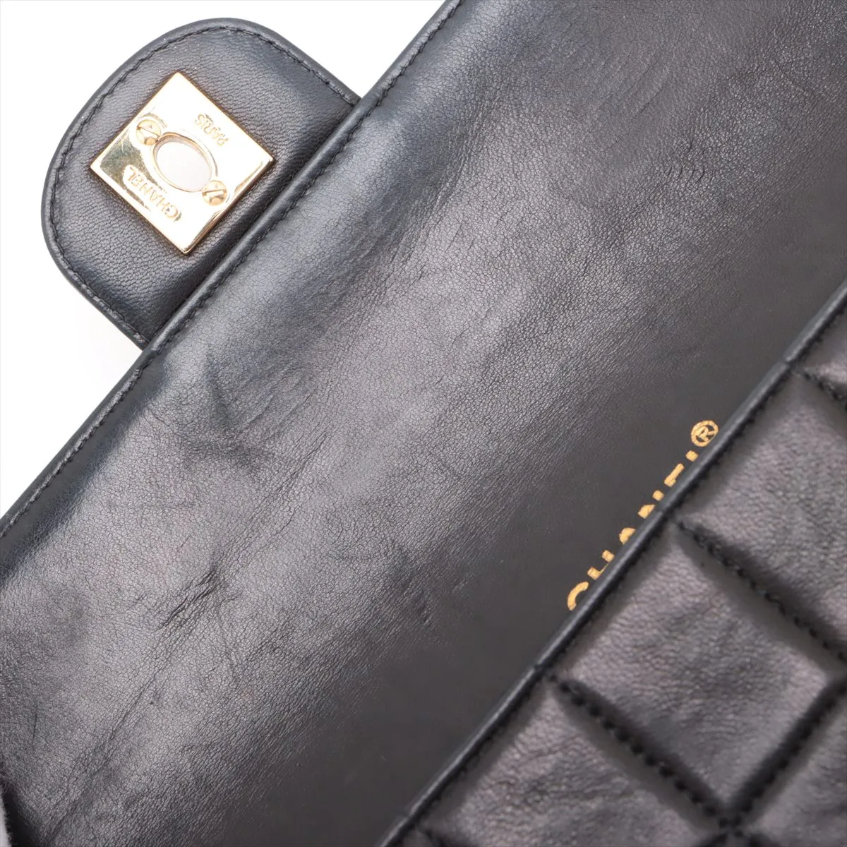 Chocolate Bar Lambskin Chain Shoulder Bag Black Gold Hardware 7568390 No. 7 — view 10