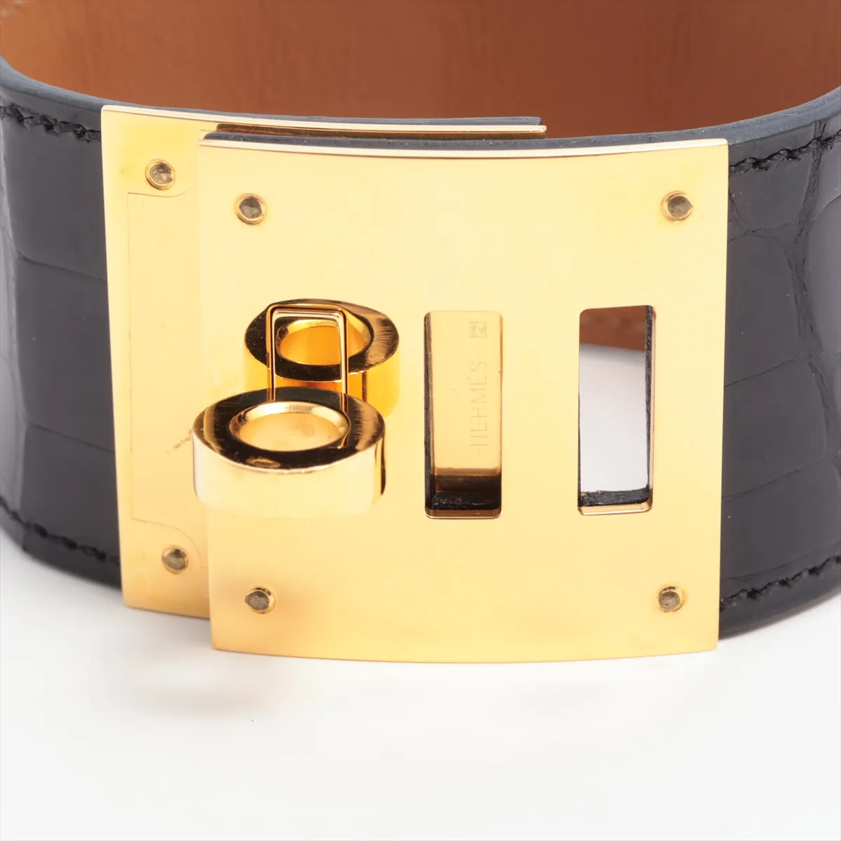 Kelly Dog A:2017 Bangle GP x Leather Black x Gold — view 3