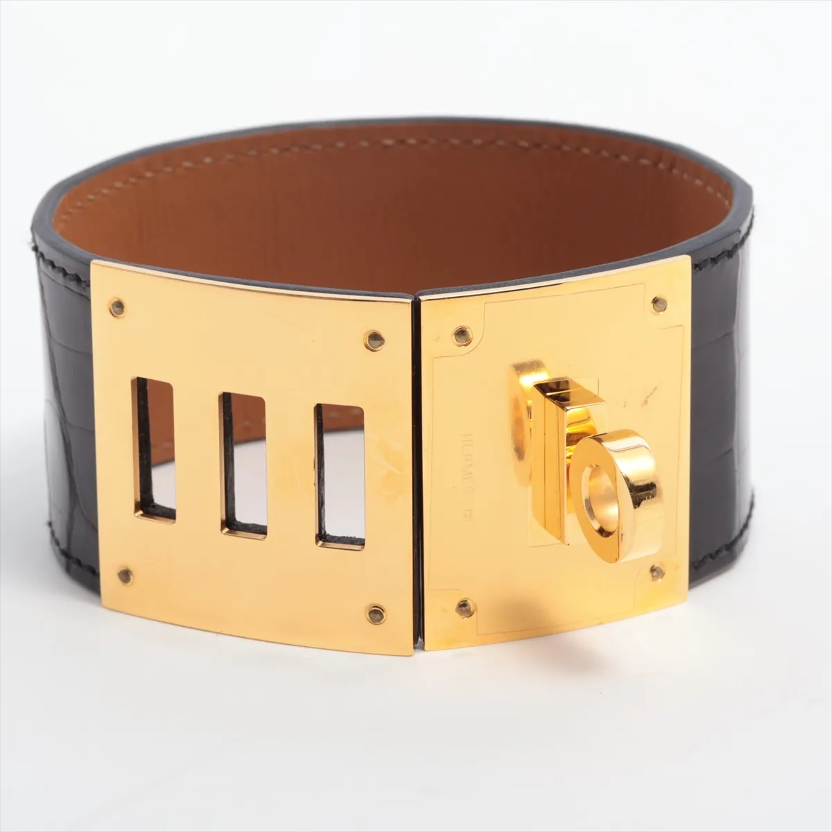 Kelly Dog A:2017 Bangle GP x Leather Black x Gold — view 5