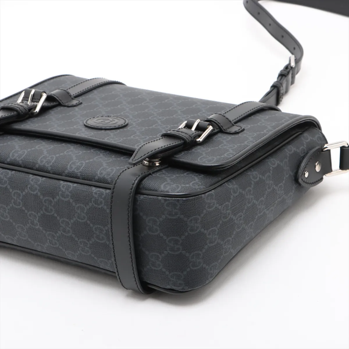GG Supreme PVC x Leather Shoulder Bag Black 658542 — view 3