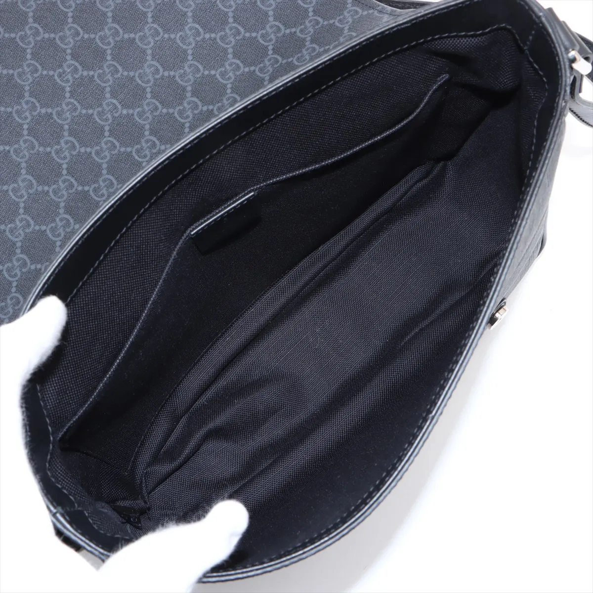 GG Supreme PVC x Leather Shoulder Bag Black 658542 — view 6