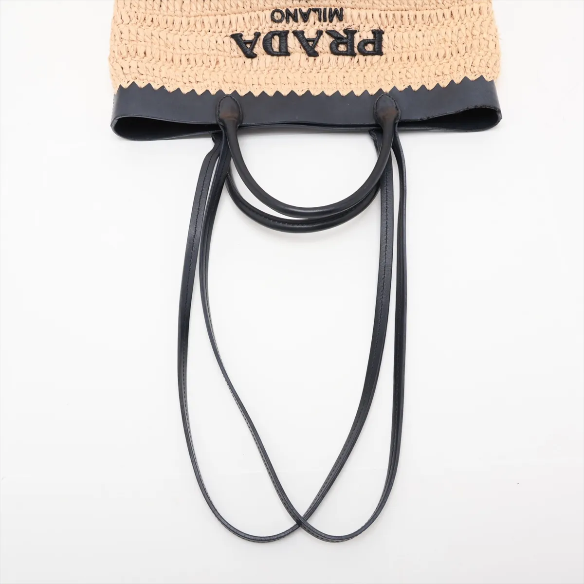 Raffia x Leather 2-Way Handbag, Beige x Black — view 5