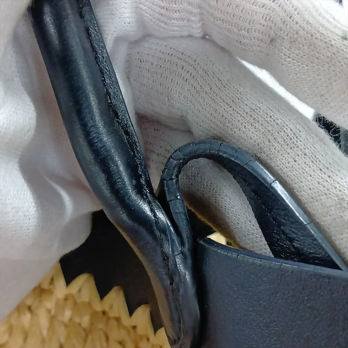 Raffia x Leather 2-Way Handbag, Beige x Black — view 10