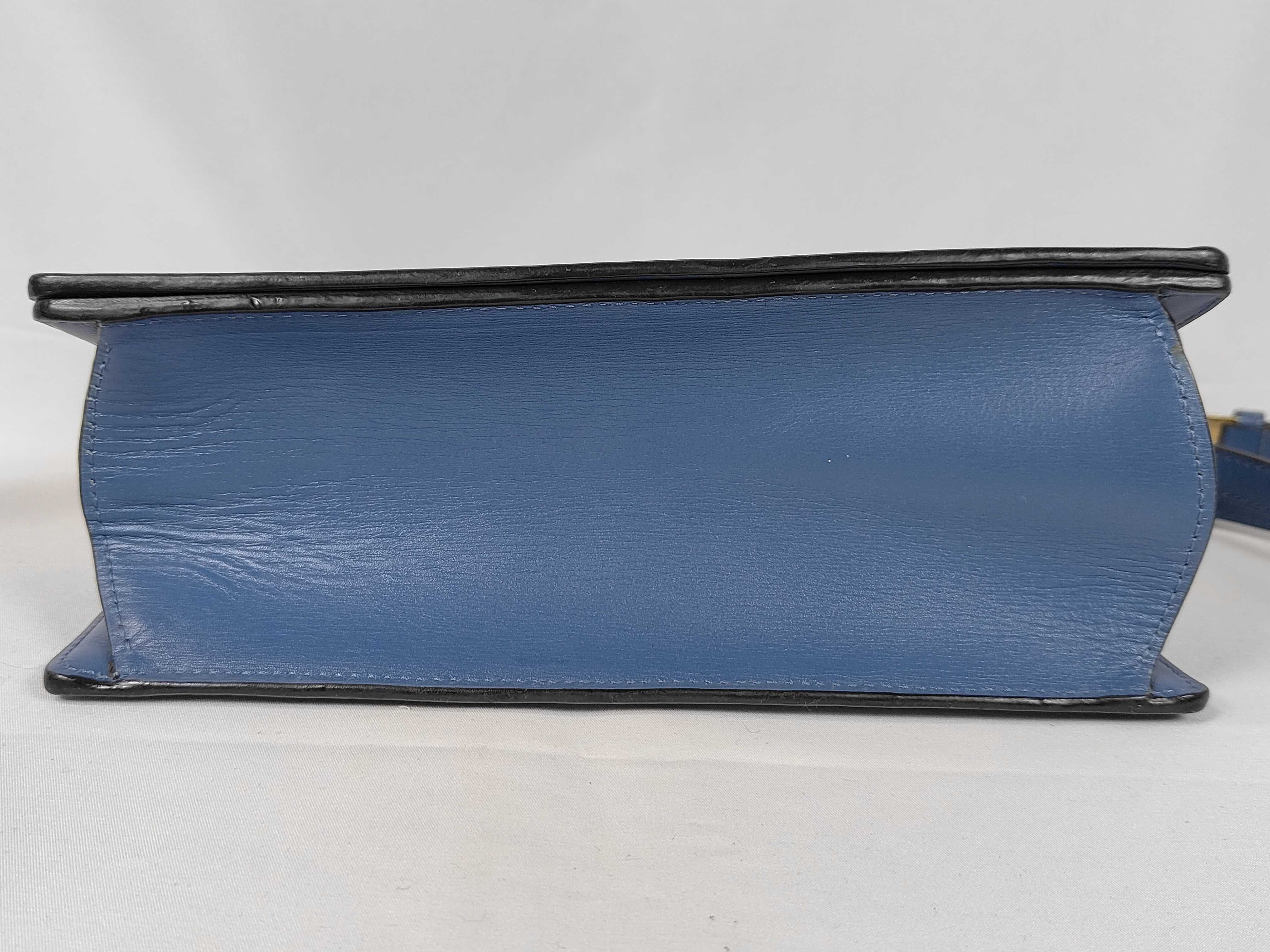 Barcelona Leather Shoulder Bag, Blue — view 7