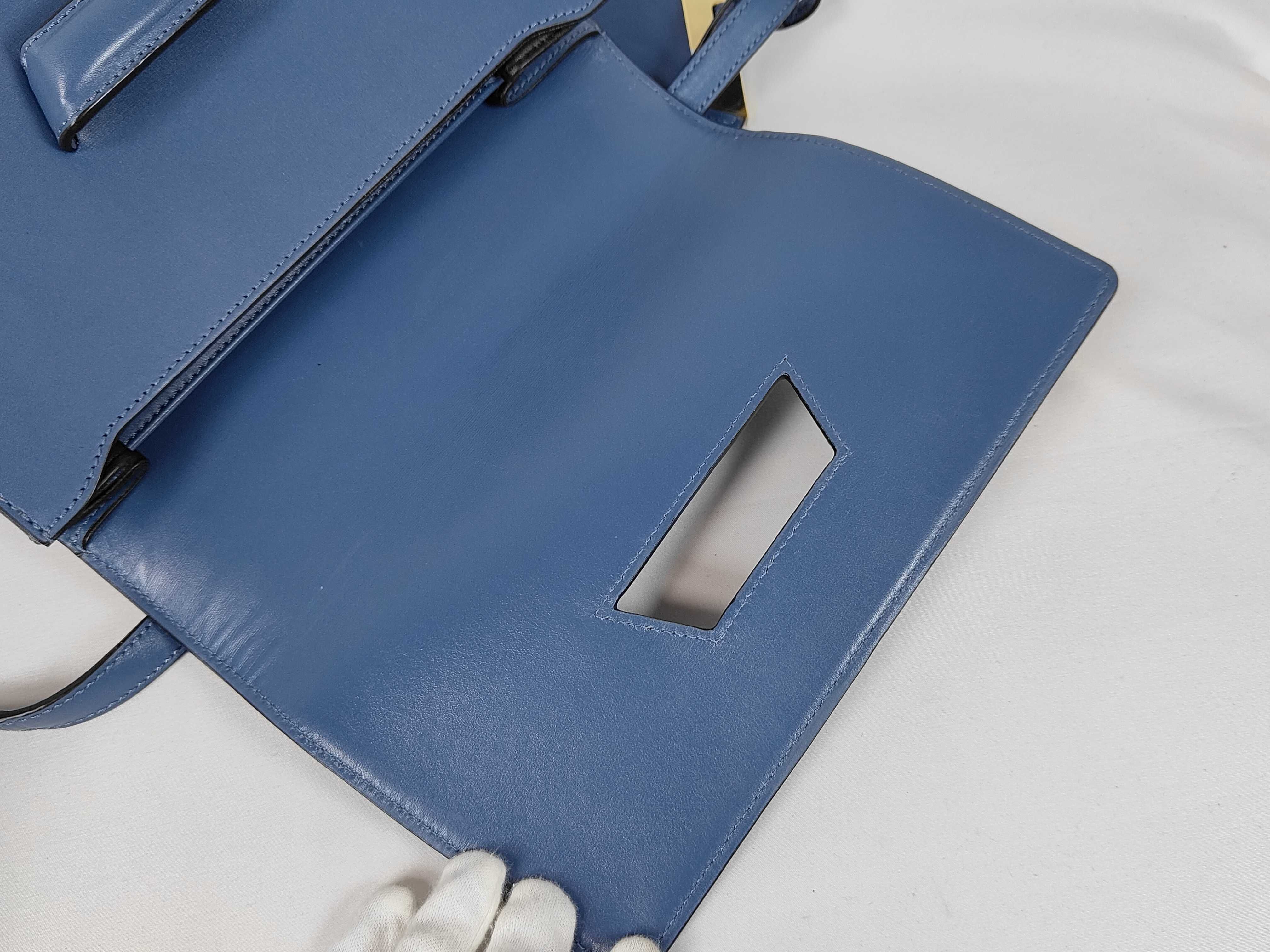 Barcelona Leather Shoulder Bag, Blue — view 8