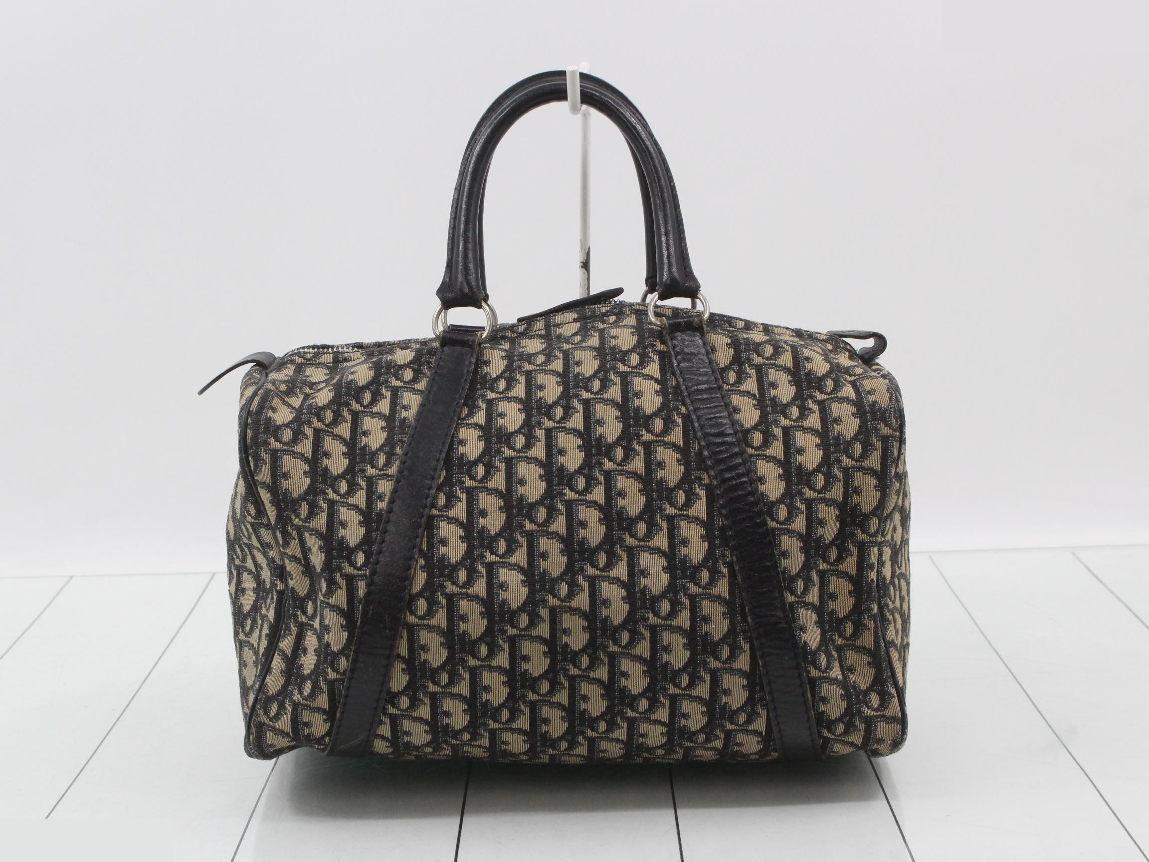 Trotter Boston bag, blue canvas and leather. — view 2