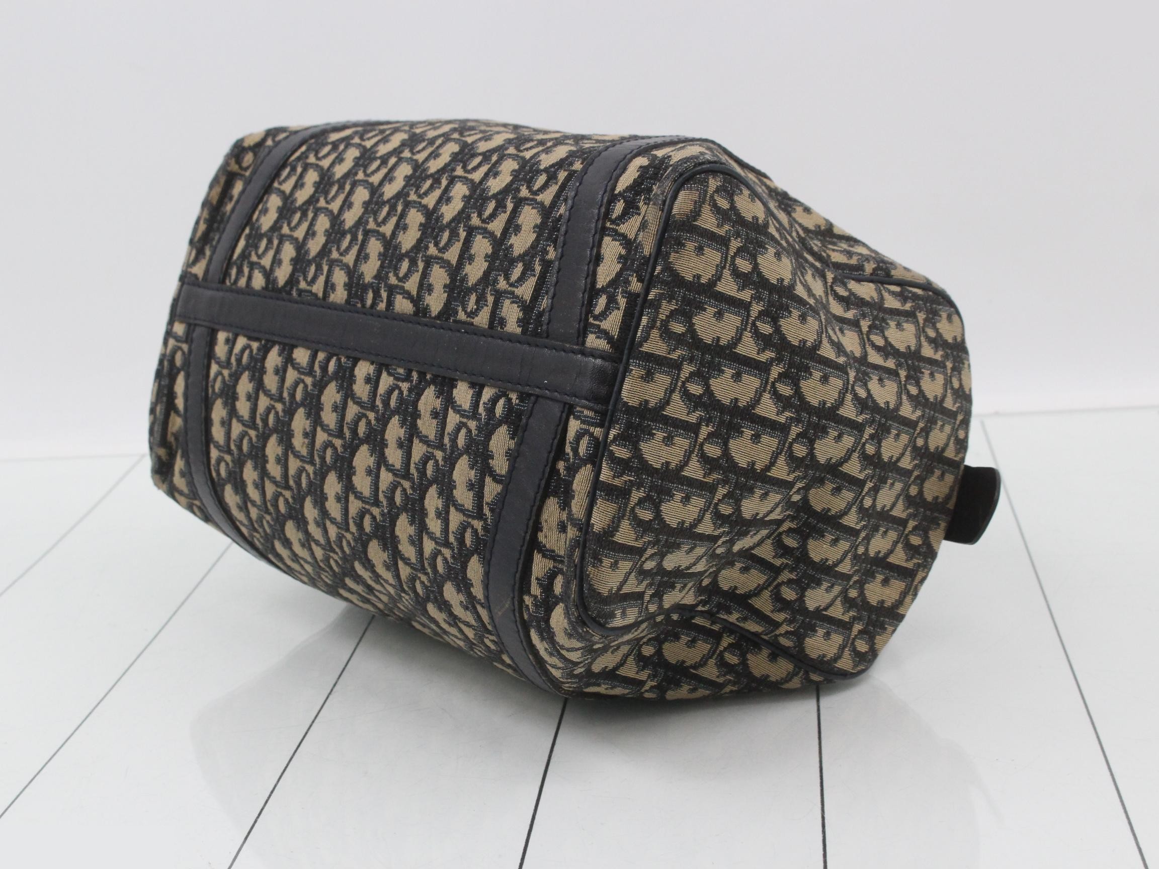 Trotter Boston bag, blue canvas and leather. — view 6