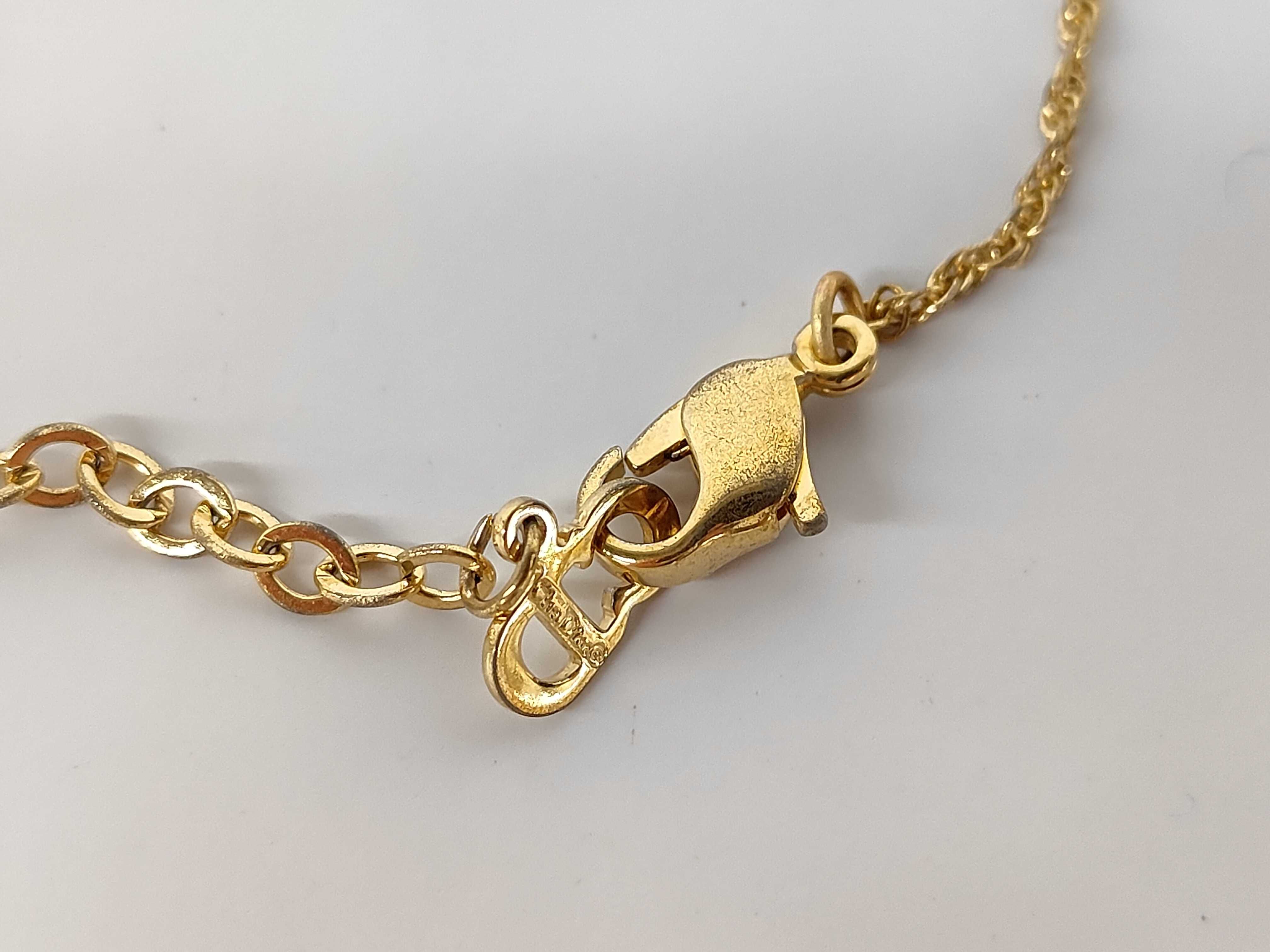 CD logo padlock rhinestone gold necklace — view 4