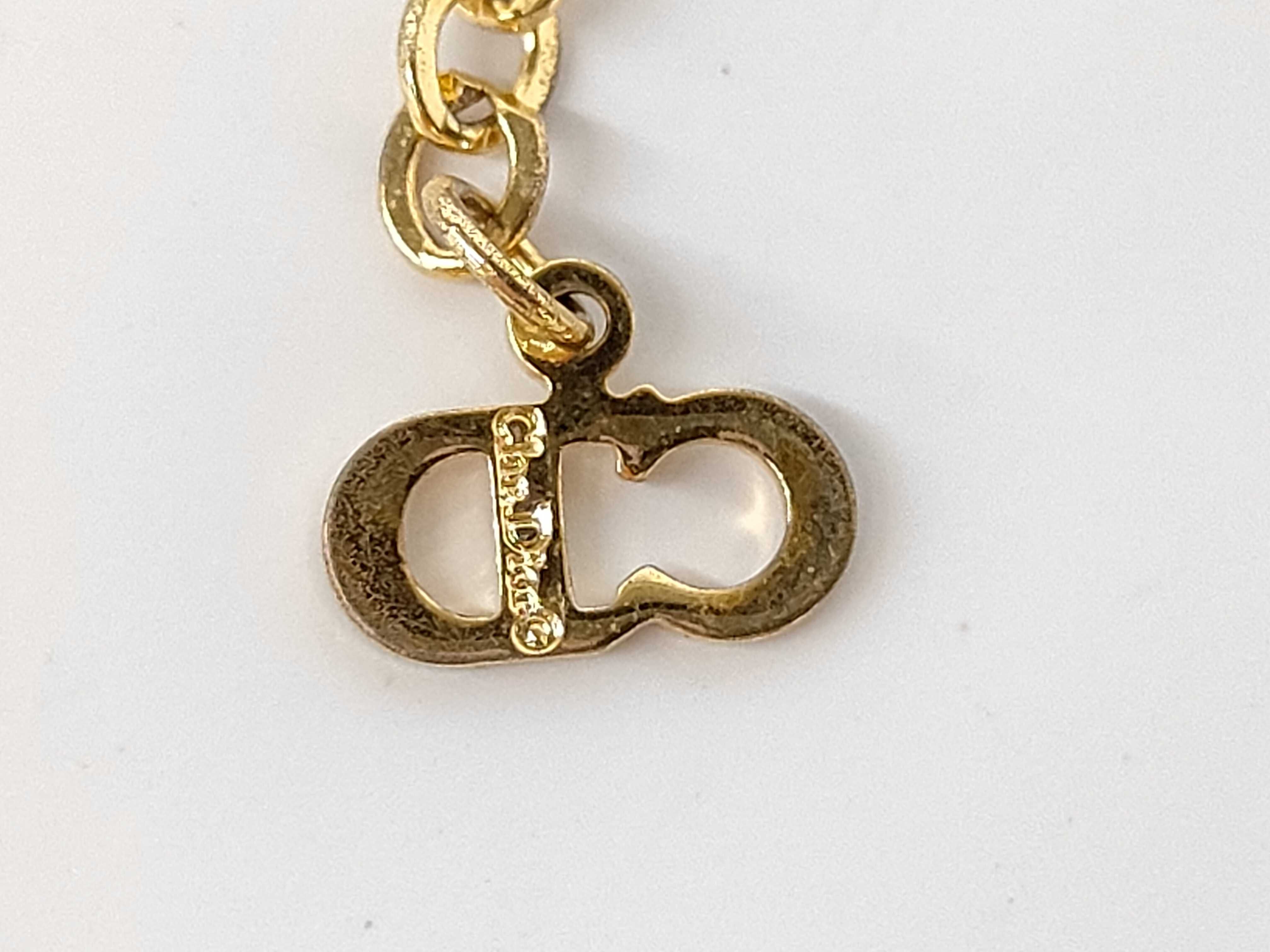 CD logo padlock rhinestone gold necklace — view 5