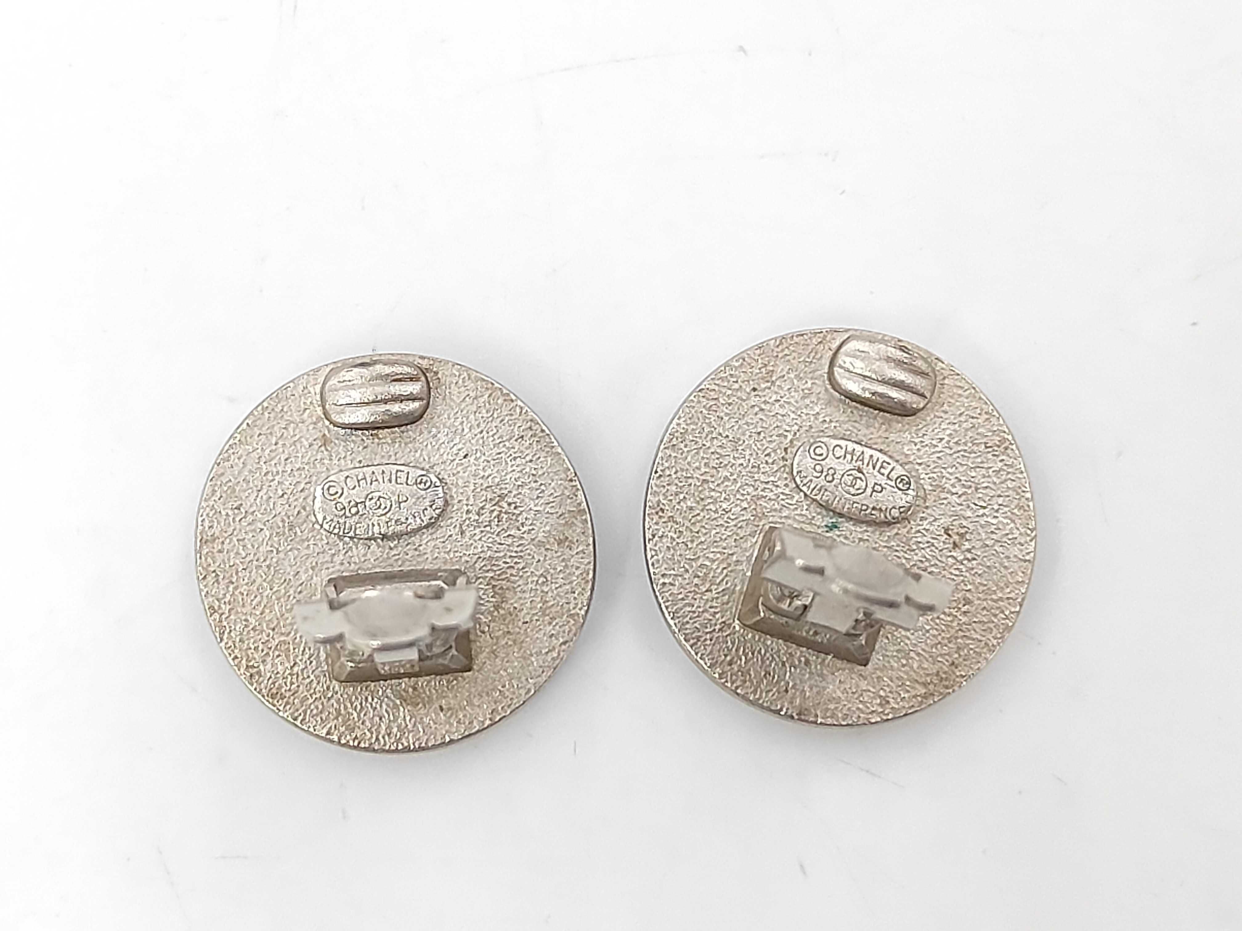 Silver Metal Coco Mark Round Earrings (with comments) 98P Earrings — view 3