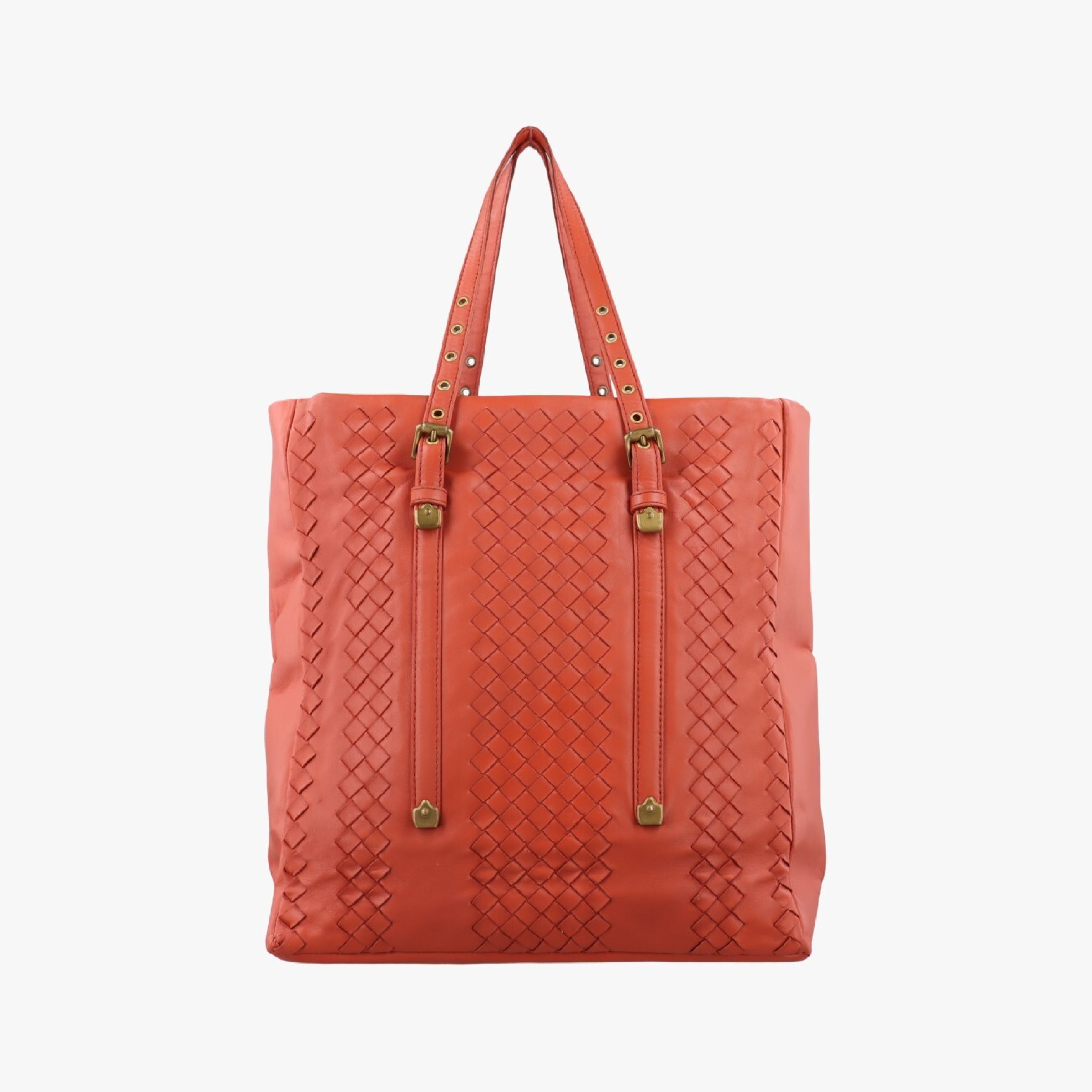 Intrecciato Orange Lambskin Handbag 162934 V00A2 6200