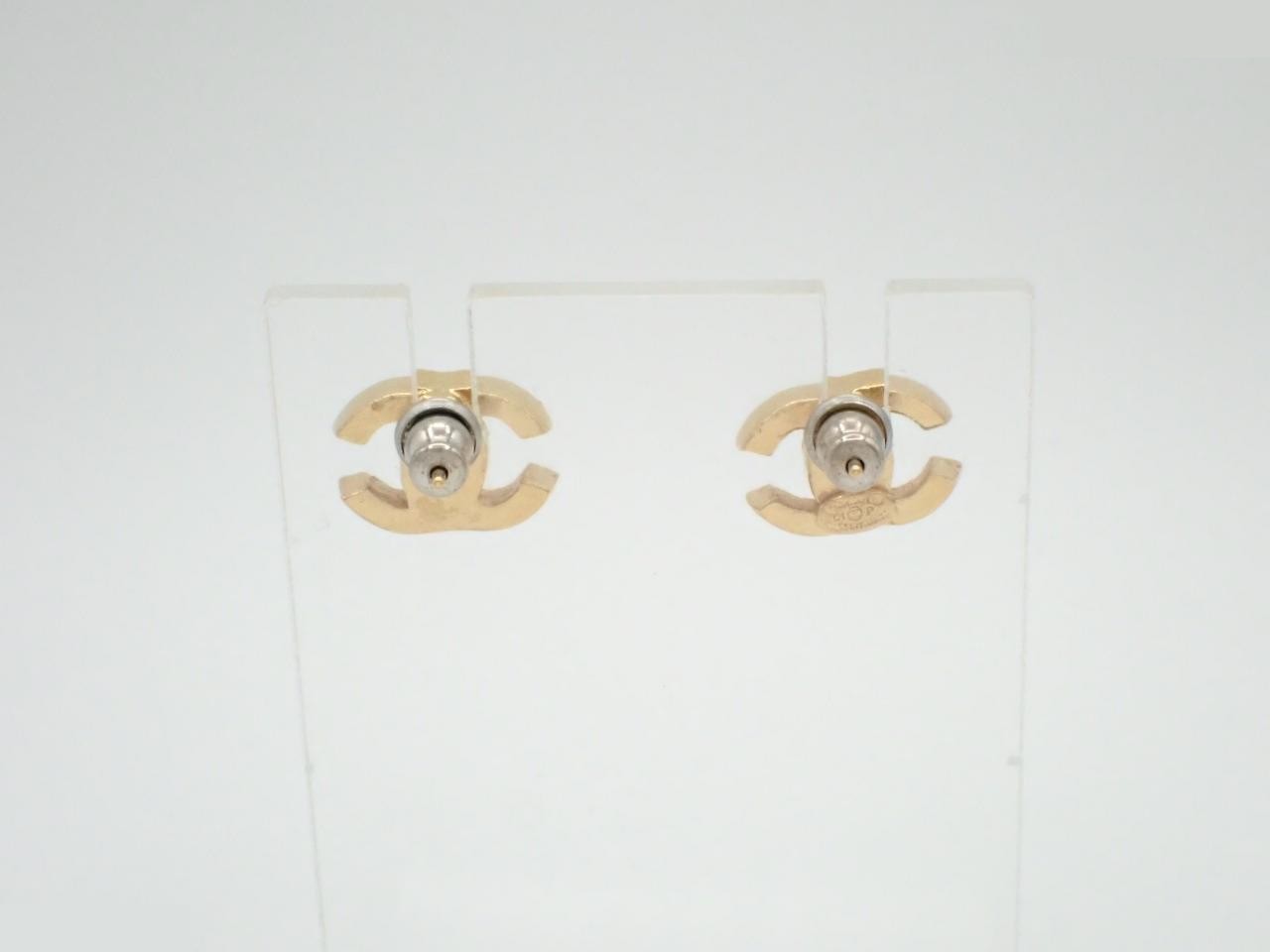 Earrings, Coco Mark design, rhinestones, gold, 01P — view 2