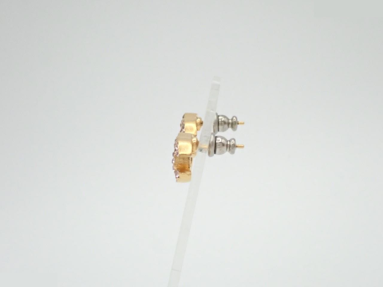 Earrings, Coco Mark design, rhinestones, gold, 01P — view 3