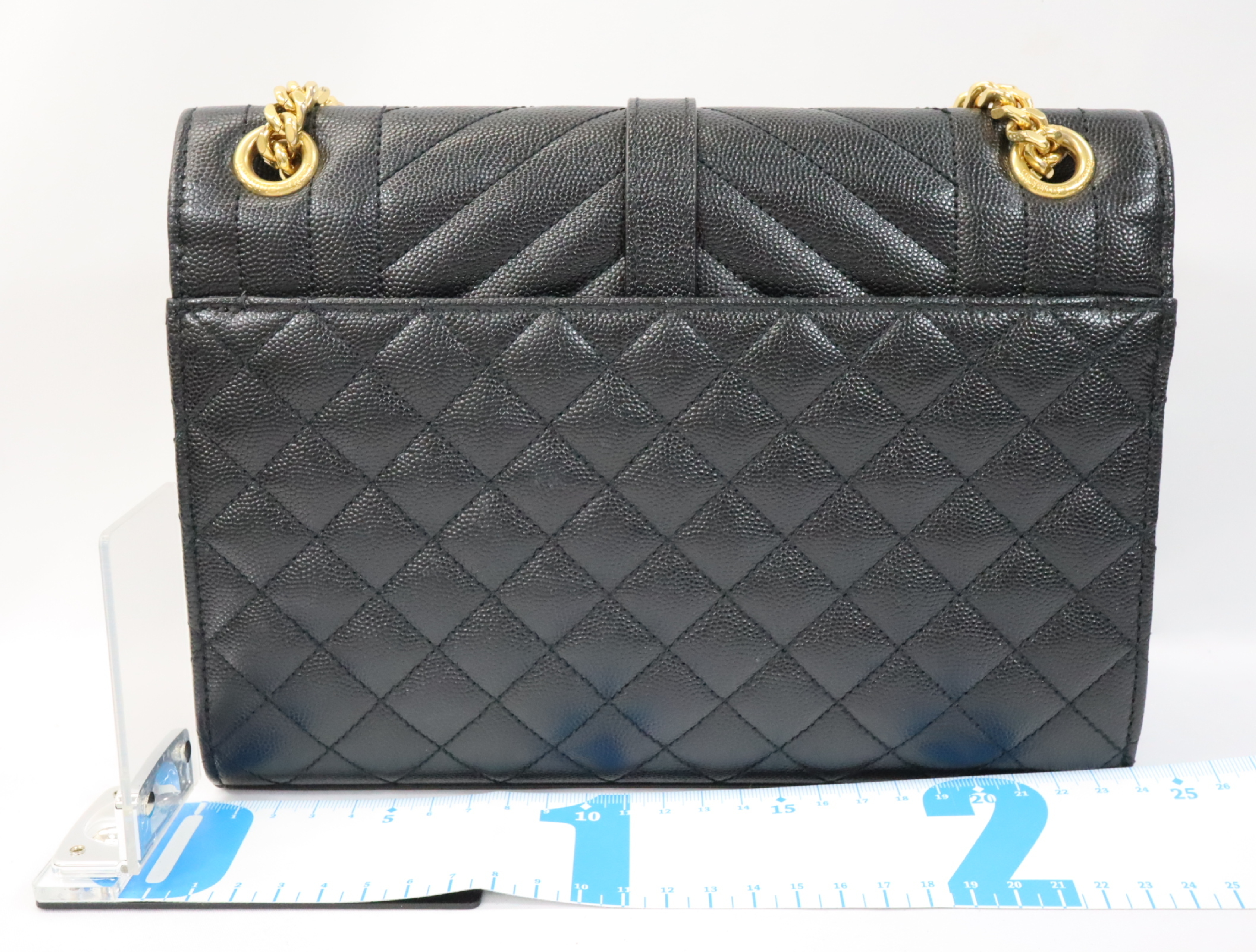 Envelope Leather Chain Shoulder Bag, Black, 600185 (Shoulder Bag) — view 2