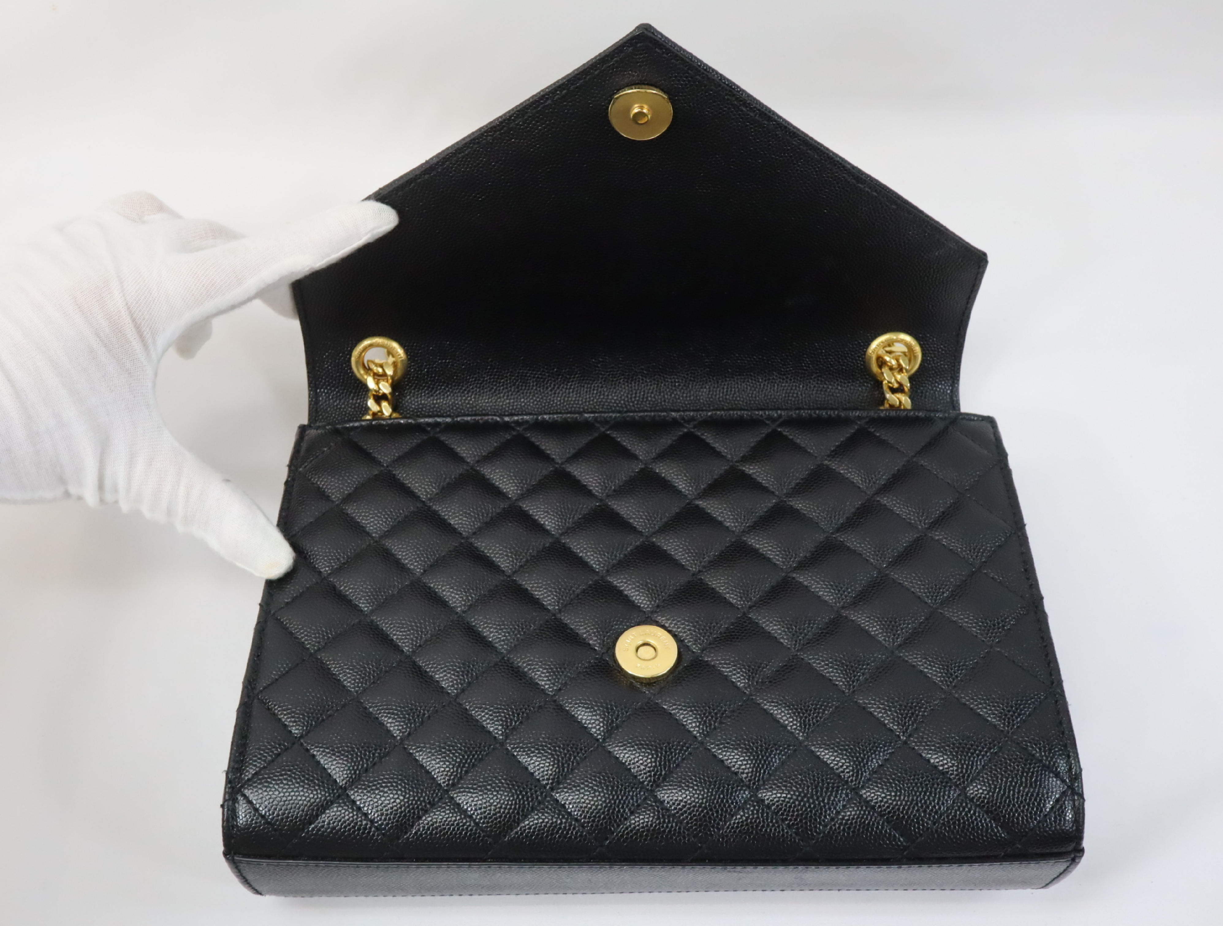 Envelope Leather Chain Shoulder Bag, Black, 600185 (Shoulder Bag) — view 13