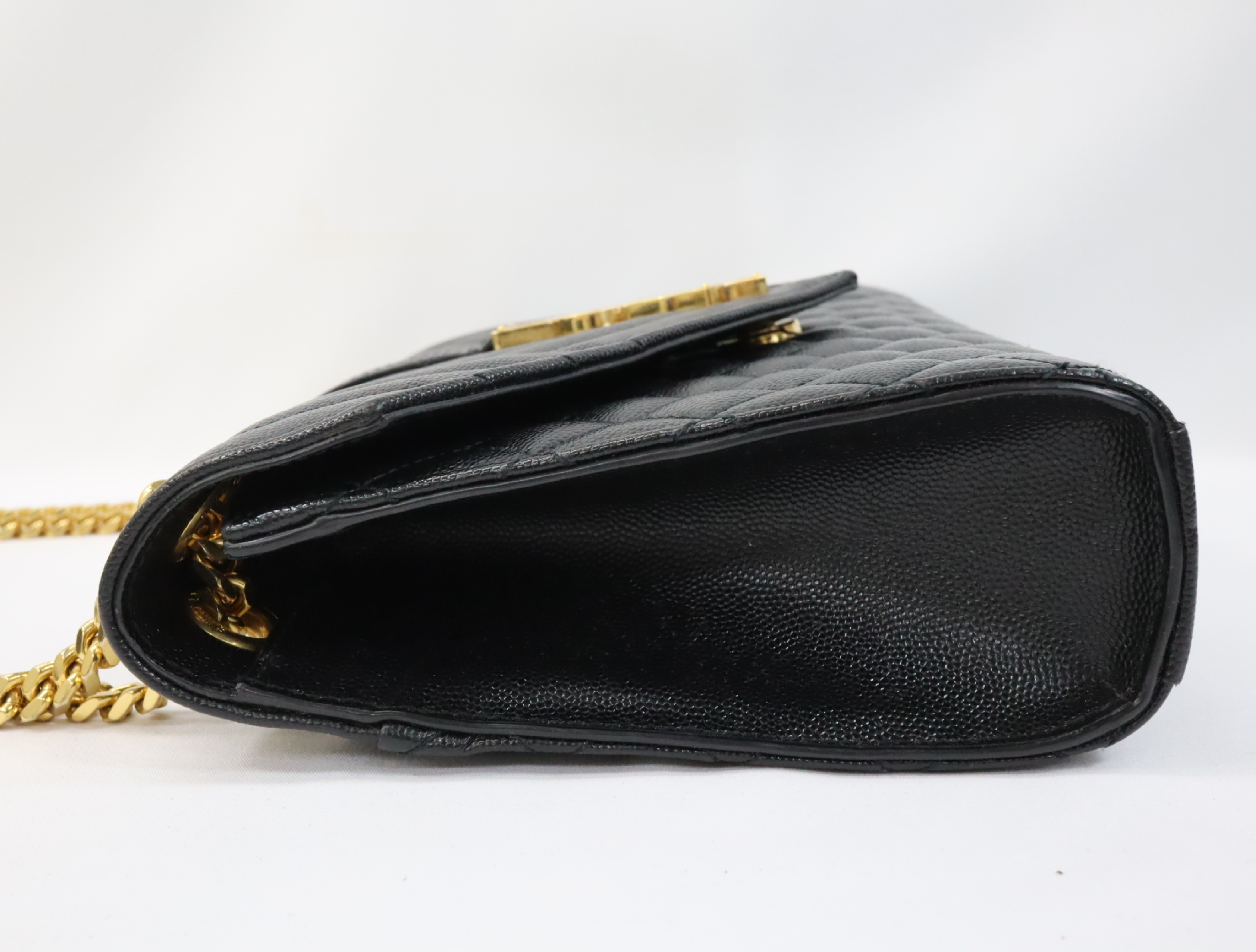 Envelope Leather Chain Shoulder Bag, Black, 600185 (Shoulder Bag) — view 4