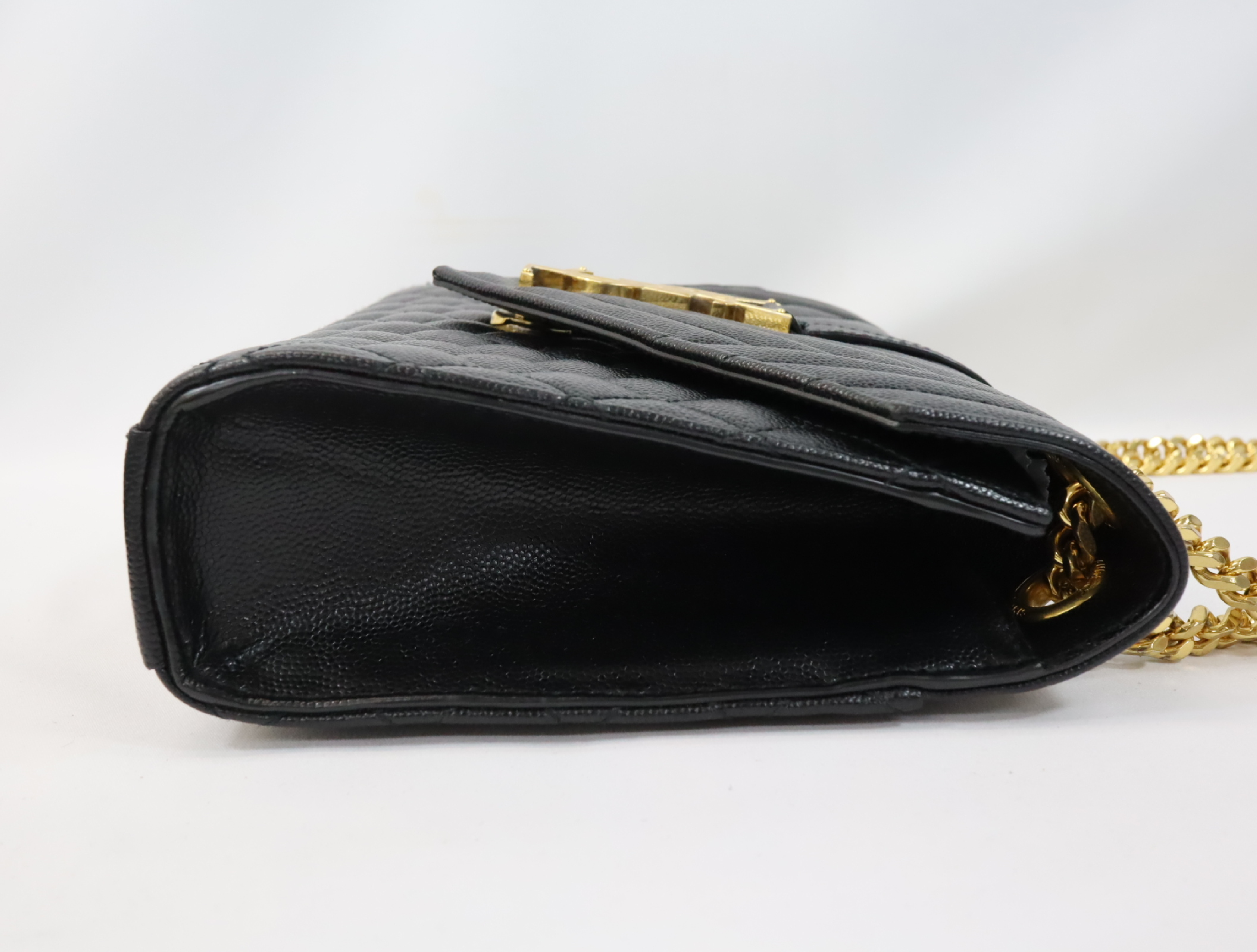 Envelope Leather Chain Shoulder Bag, Black, 600185 (Shoulder Bag) — view 5