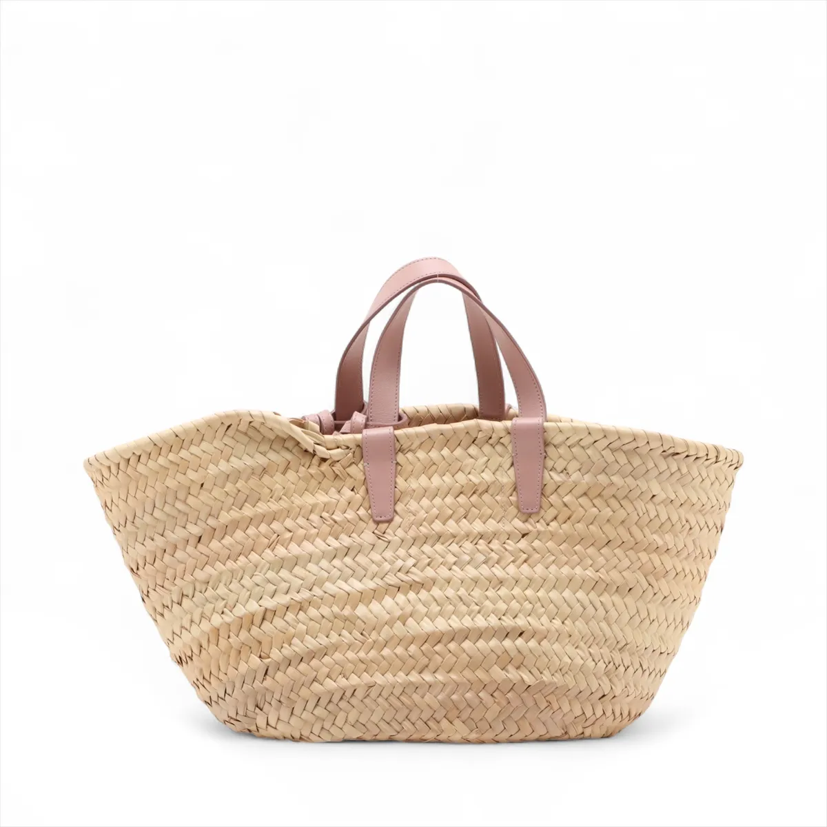 Triomphe Panier Raffia x Leather Basket Bag Beige x Pink — view 2