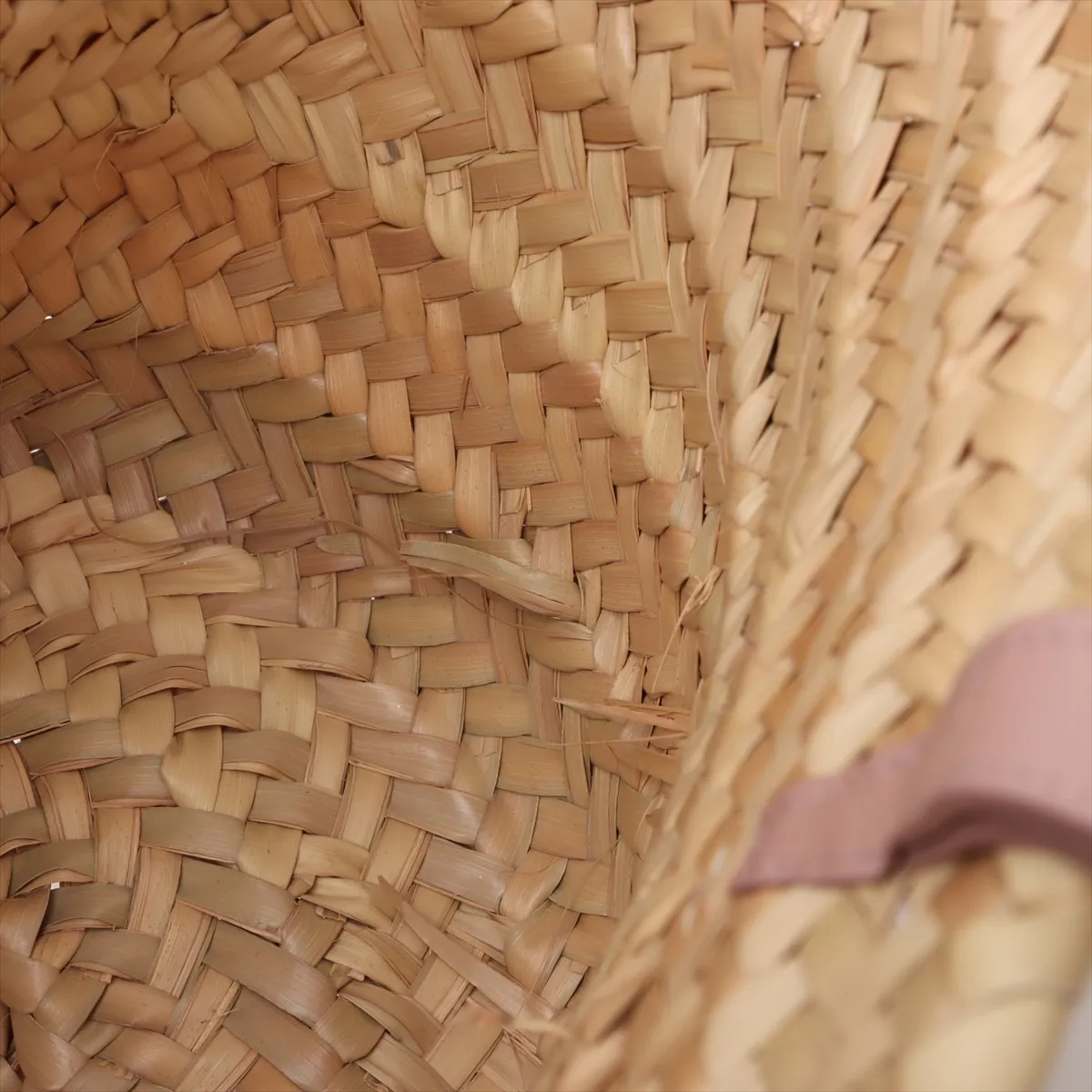 Triomphe Panier Raffia x Leather Basket Bag Beige x Pink — view 14