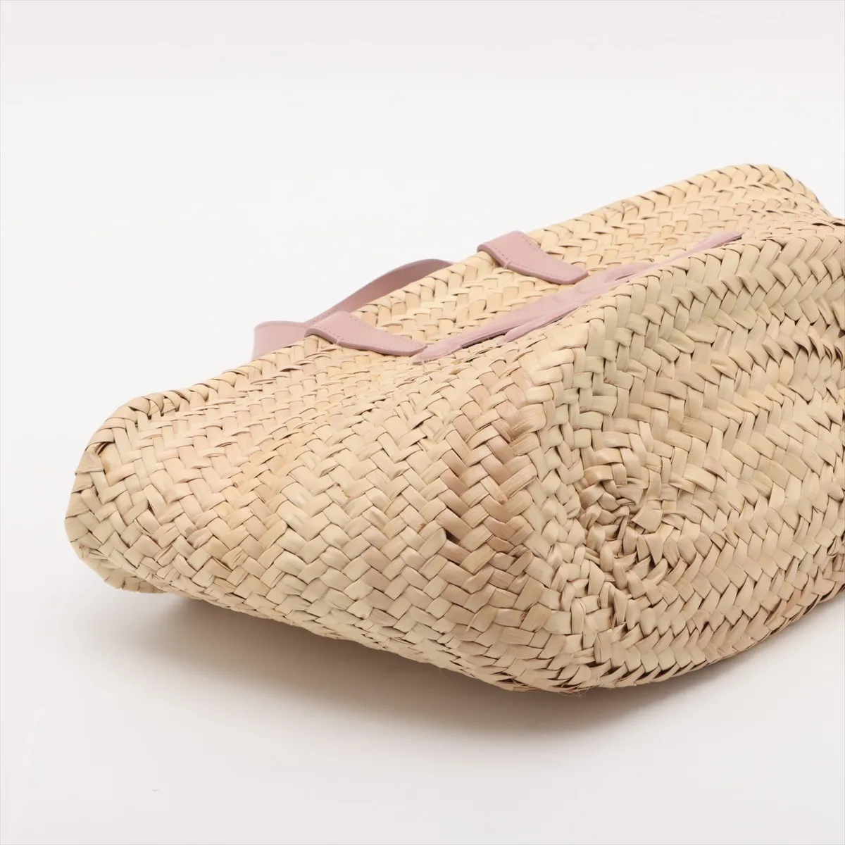 Triomphe Panier Raffia x Leather Basket Bag Beige x Pink — view 4