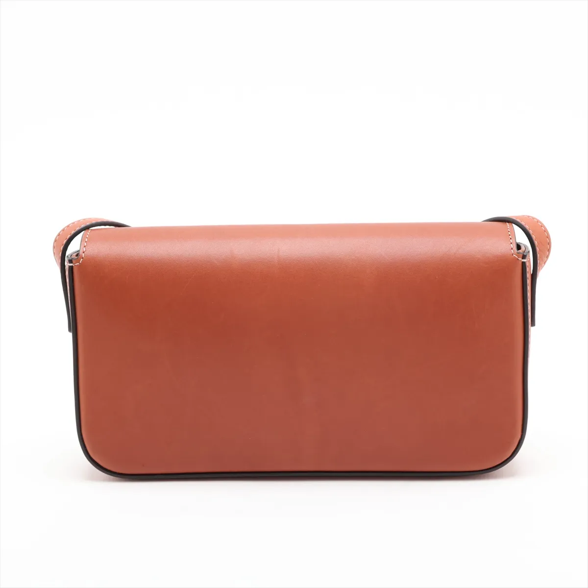 Triomphe Leather Shoulder Bag, Brown — view 2