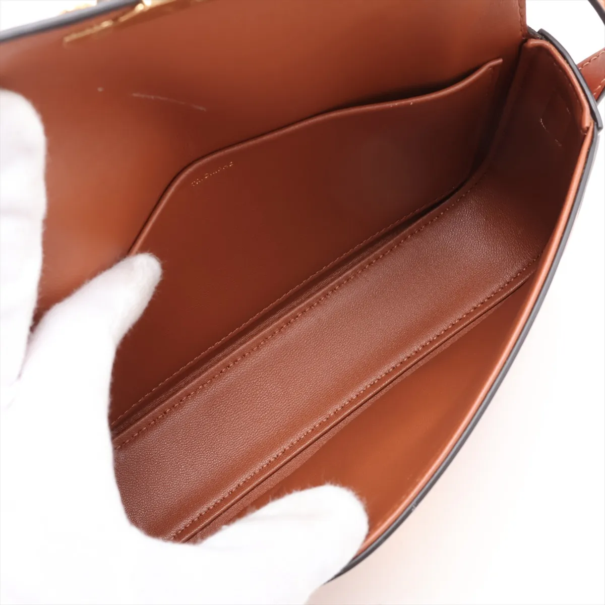Triomphe Leather Shoulder Bag, Brown — view 6