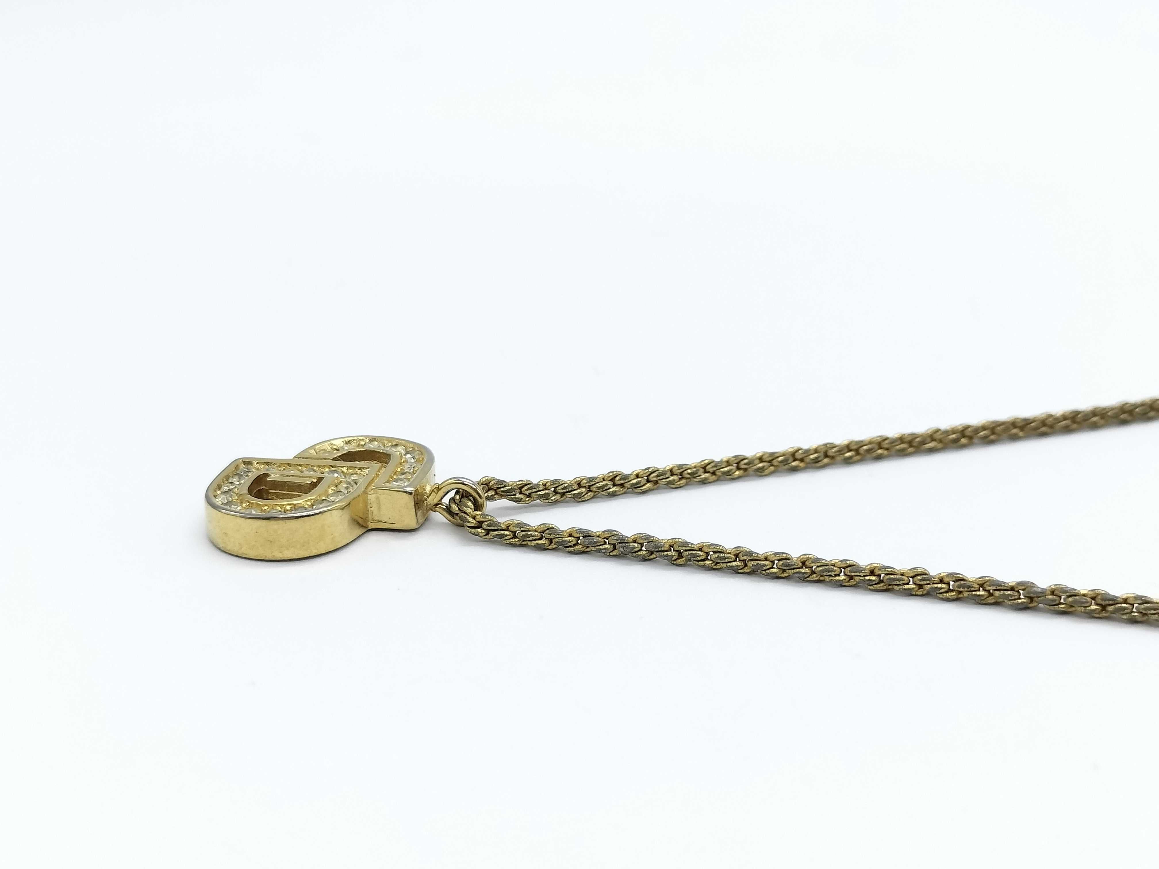 CD Logo Necklace with Rhinestones — view 2