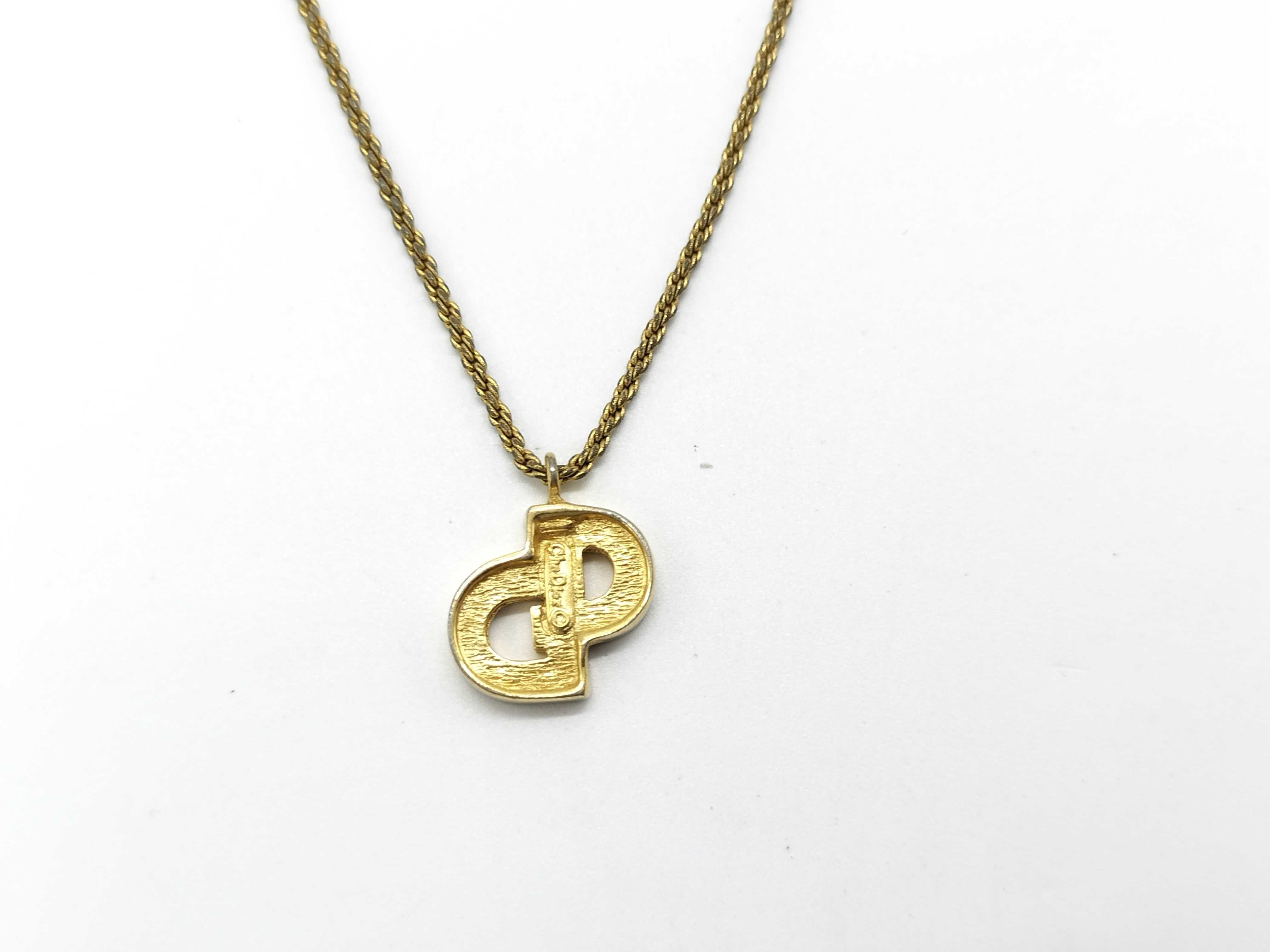 CD Logo Necklace with Rhinestones — view 3