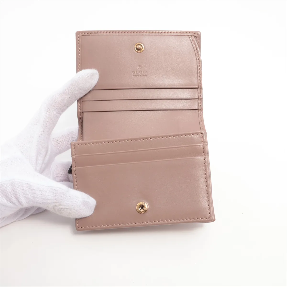 Double G 466492 Leather Compact Wallet Pink — view 3