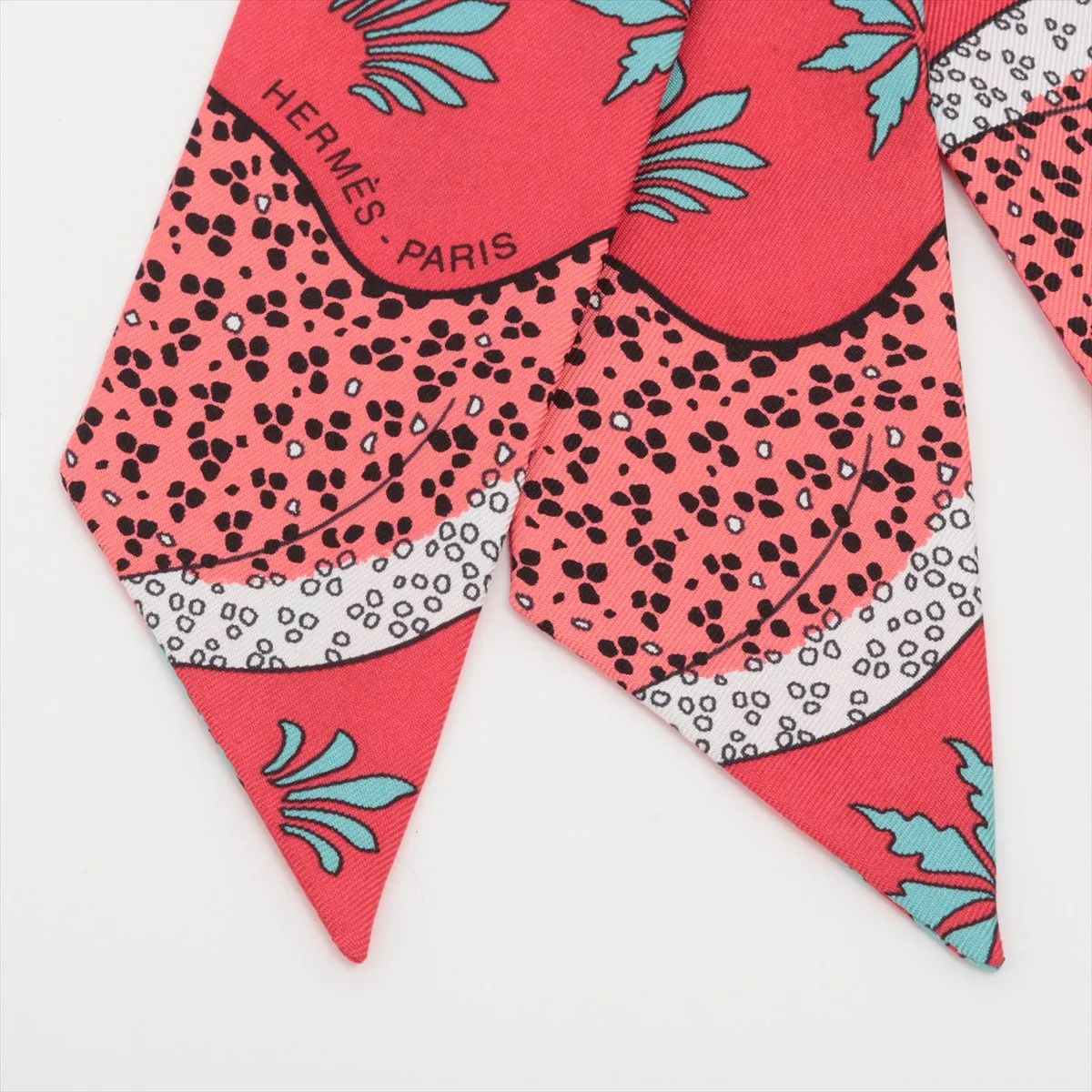 Twilly Les Leopards Bandana Scarf, Silk, Red, Slight wear and tear. — view 2