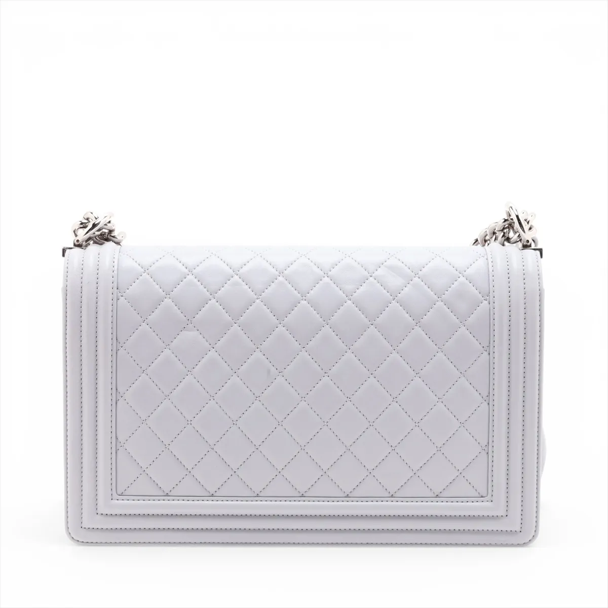 Boy Chanel 28 Large Lambskin Chain Shoulder Bag, Gray, Silver Hardware, 25102555, Serial Number 25-series, A92193 — view 2