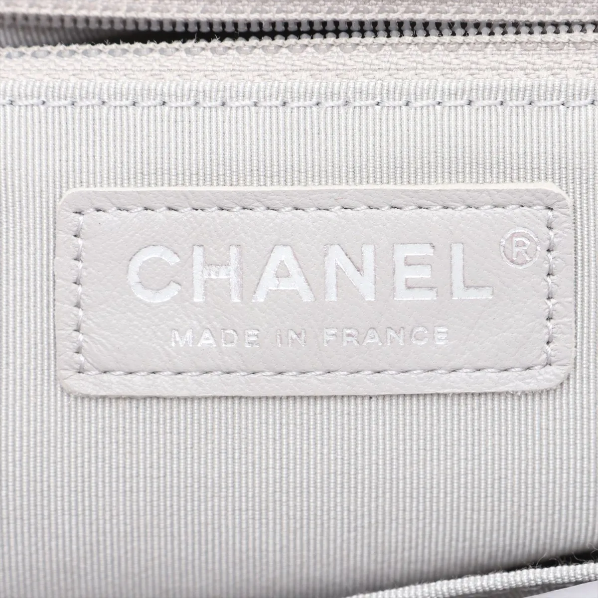 Boy Chanel 28 Large Lambskin Chain Shoulder Bag, Gray, Silver Hardware, 25102555, Serial Number 25-series, A92193 — view 10