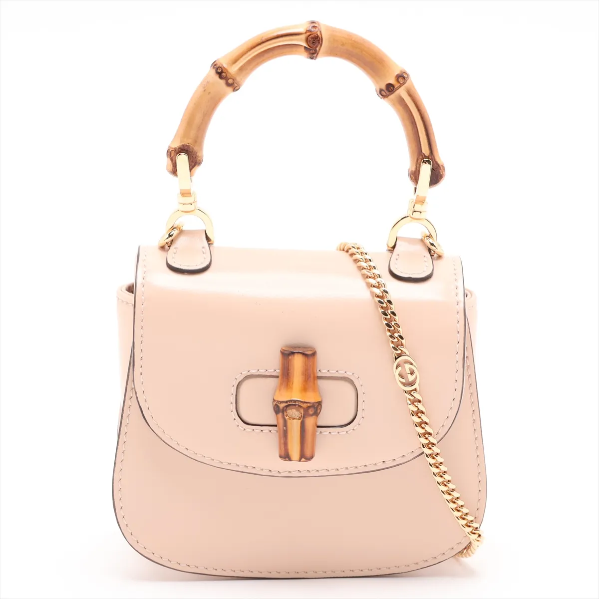 Bamboo Leather 2-Way Handbag, Pink, 760246