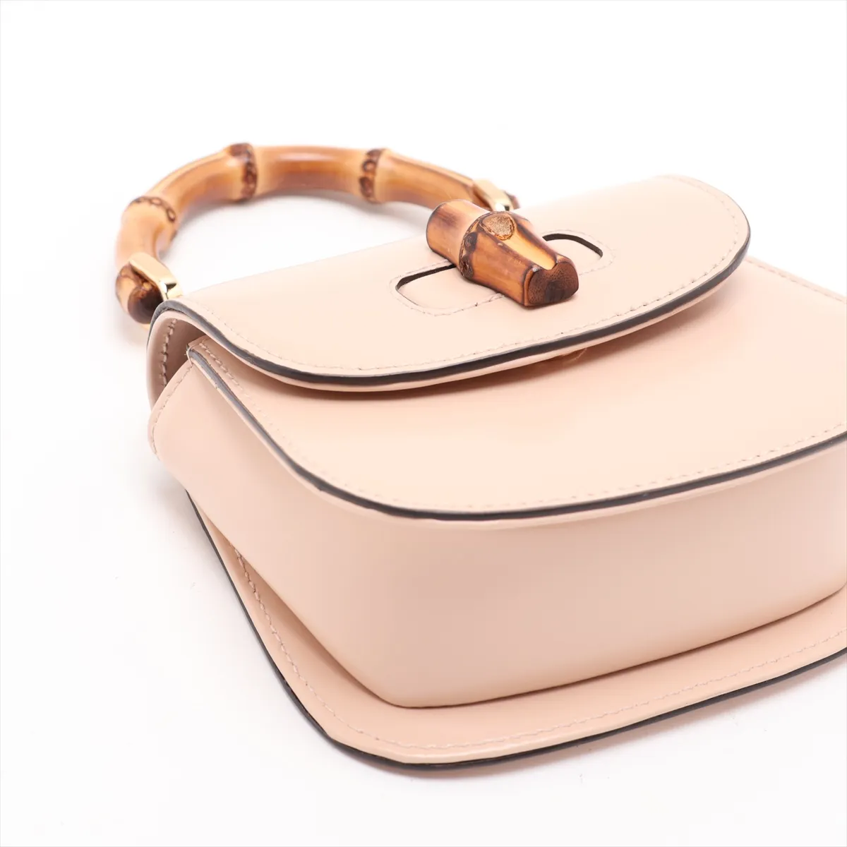 Bamboo Leather 2-Way Handbag, Pink, 760246 — view 4