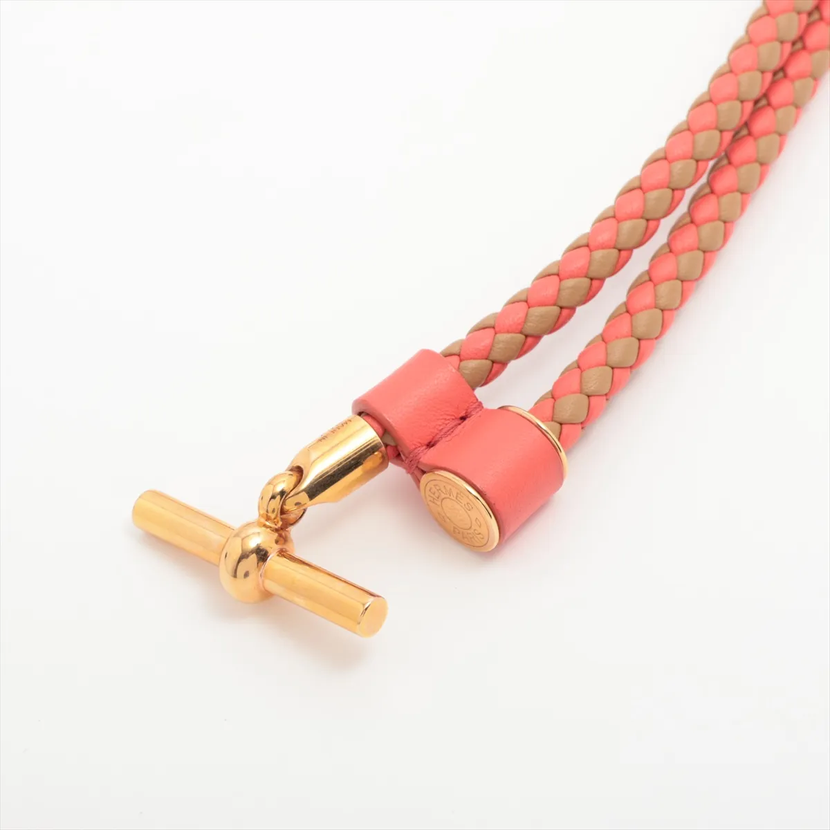 Glenan Belt, Leather, Pink x Brown. Shows signs of wear, — view 2