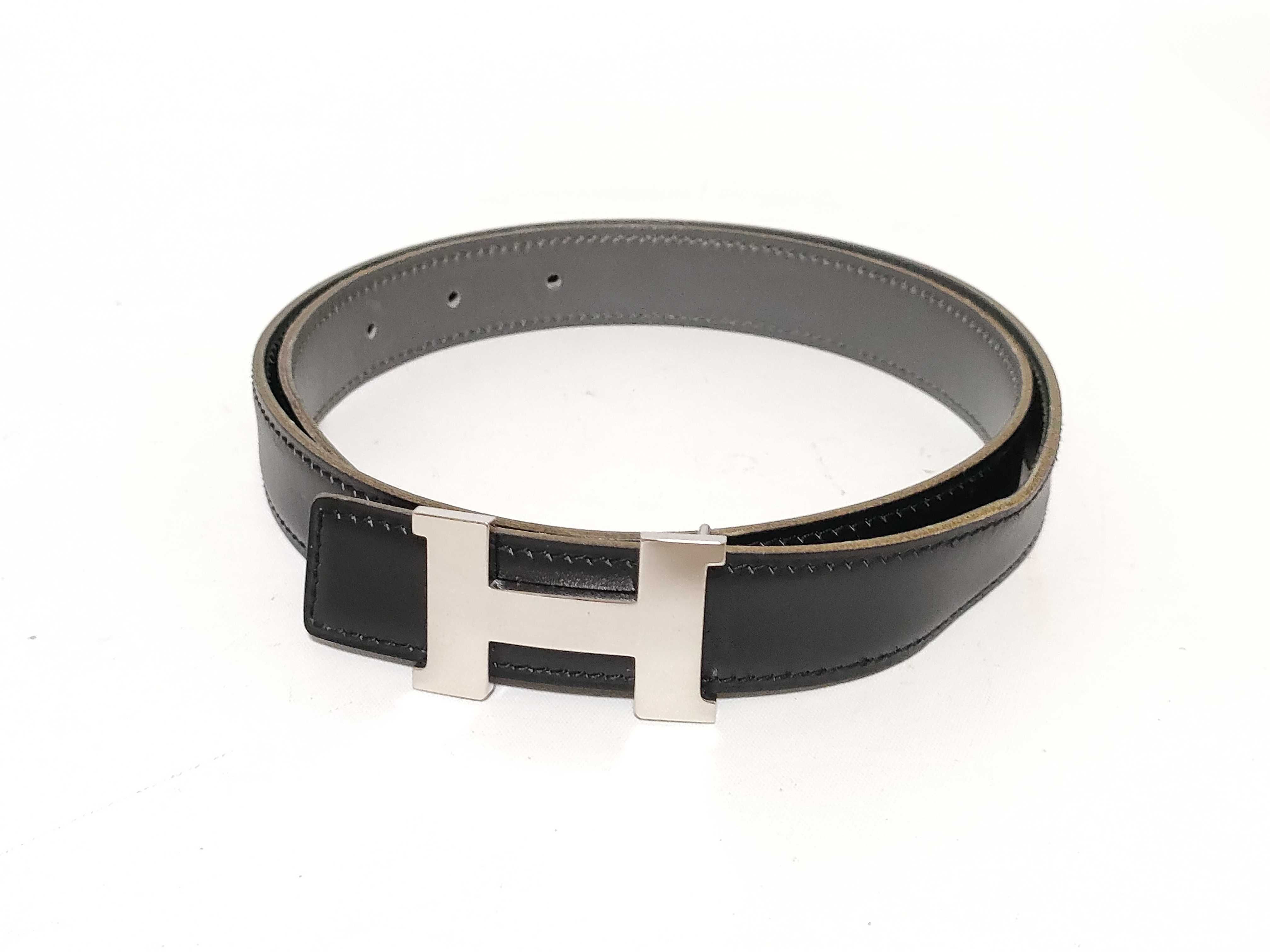 Mini Constance H-belt 75 Leather x Metal Black x Gray Belt