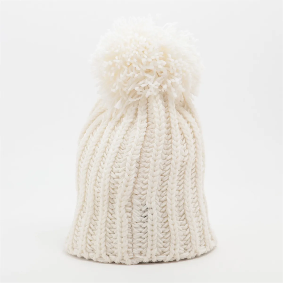 Coco Mark knit cap, wool, white, worn, — view 3
