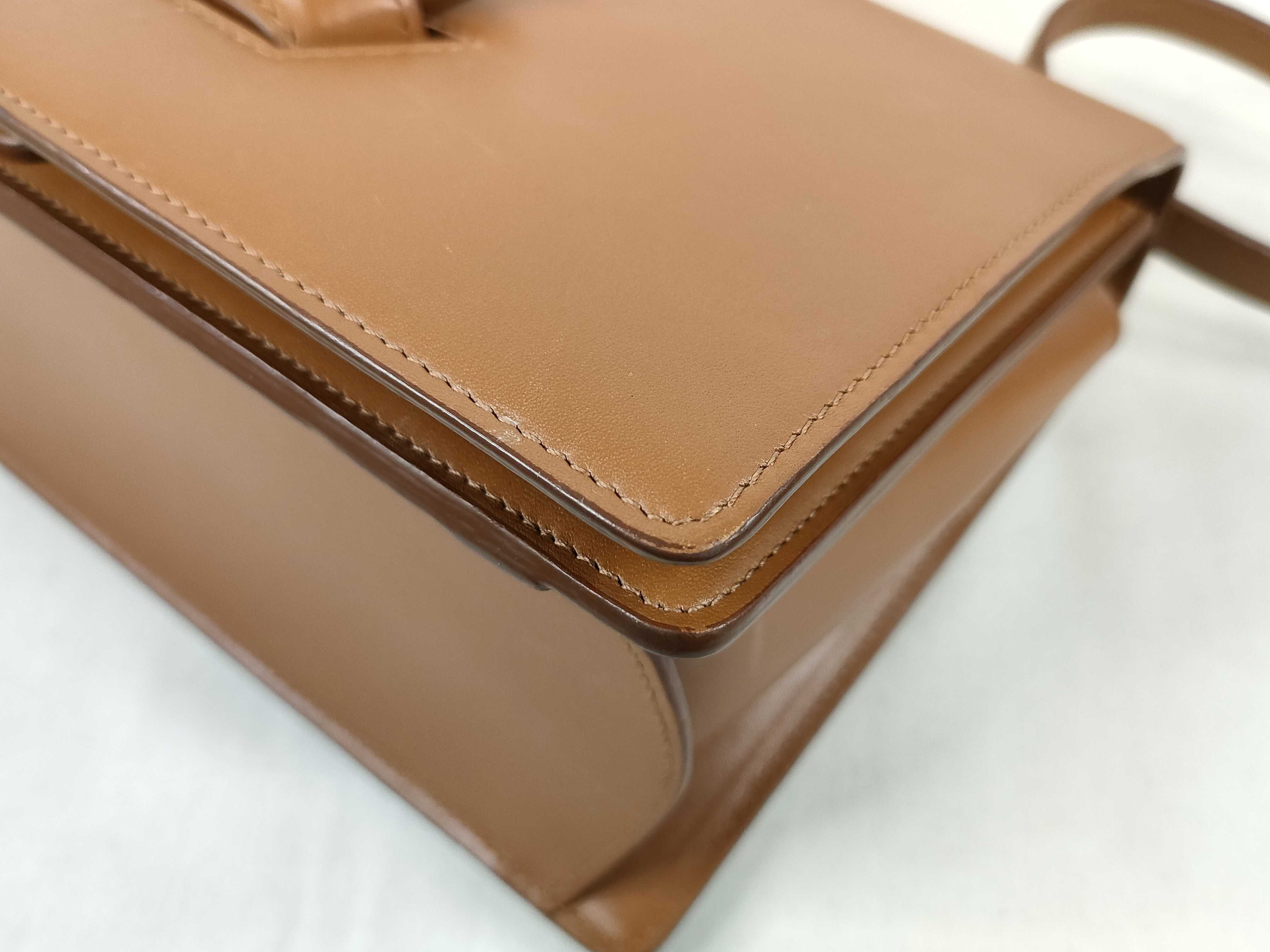 Barcelona Leather Shoulder Bag, Brown — view 6