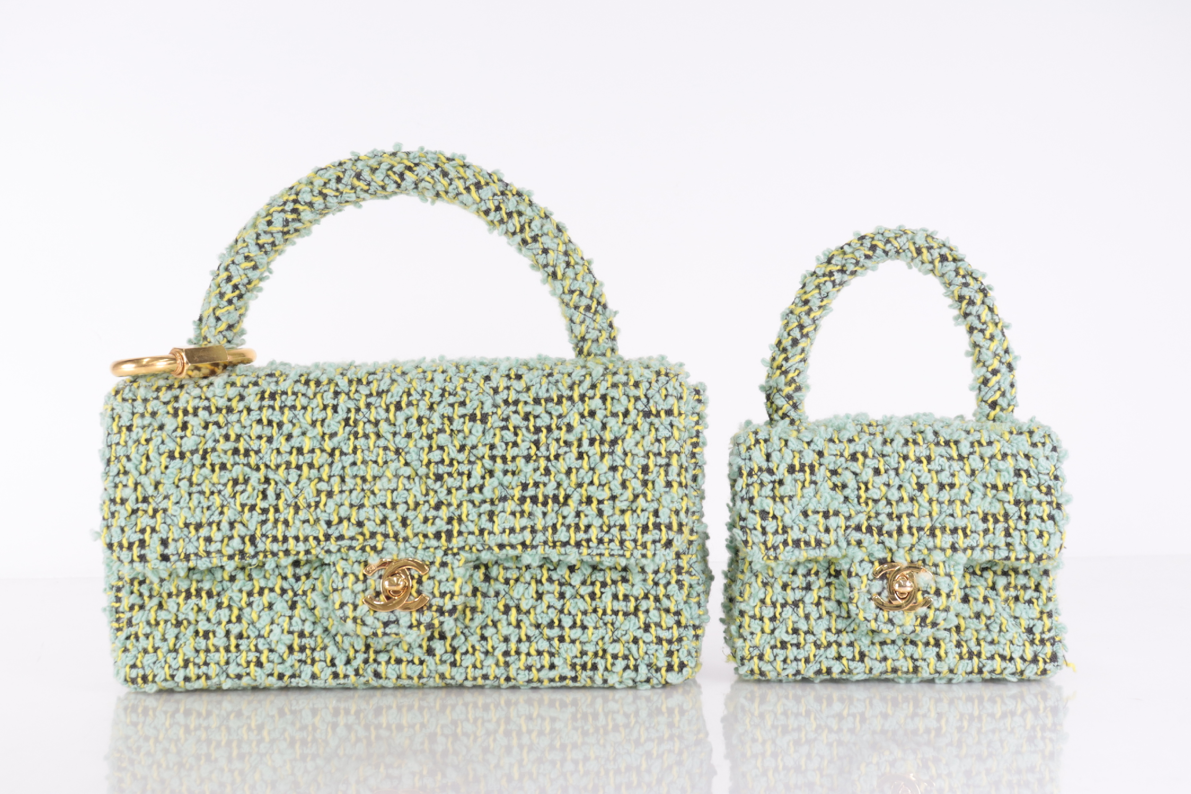 Tweed Parent-Child Bag, Green, Series 2, Handbag — view 2