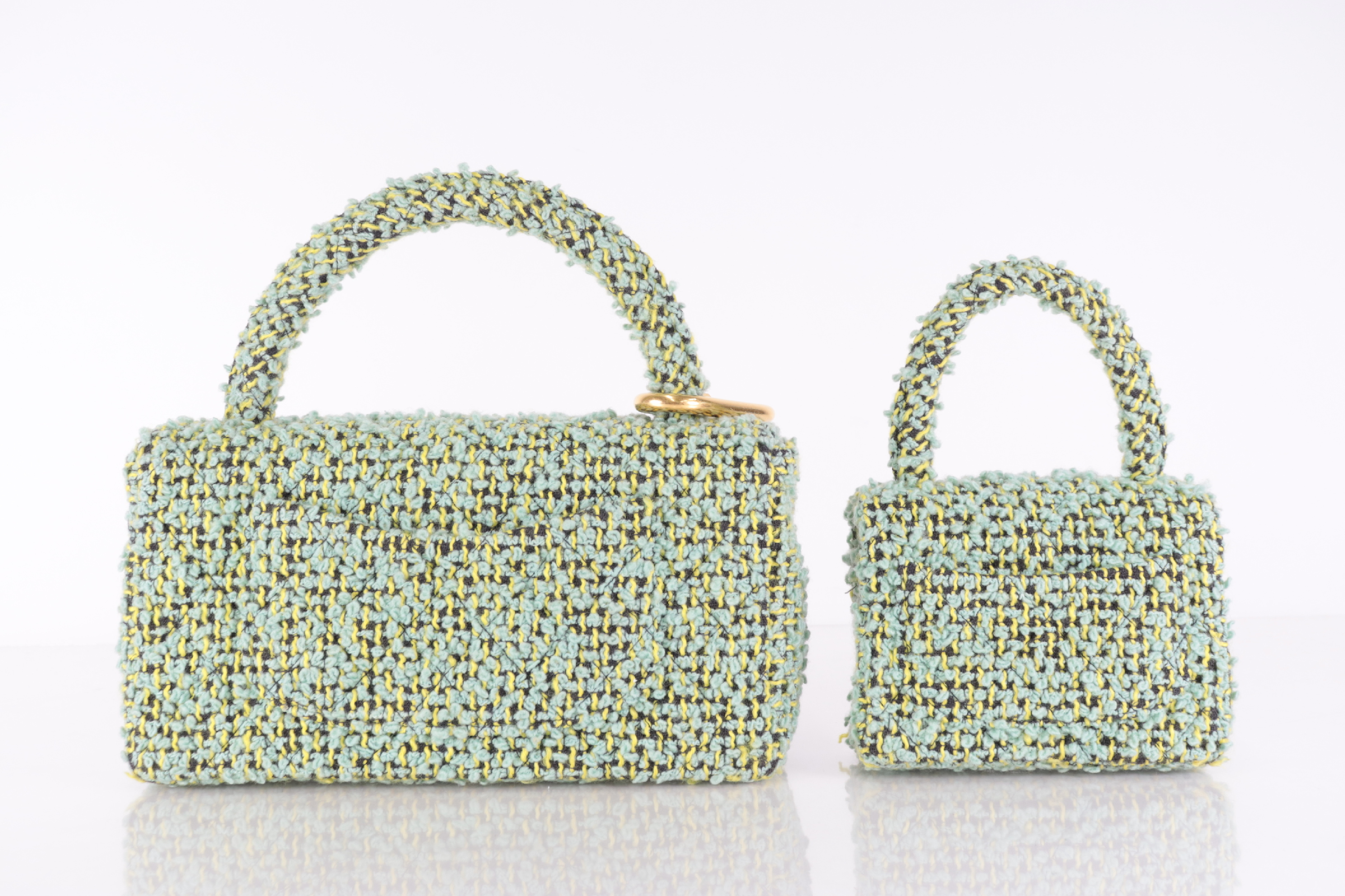 Tweed Parent-Child Bag, Green, Series 2, Handbag — view 3
