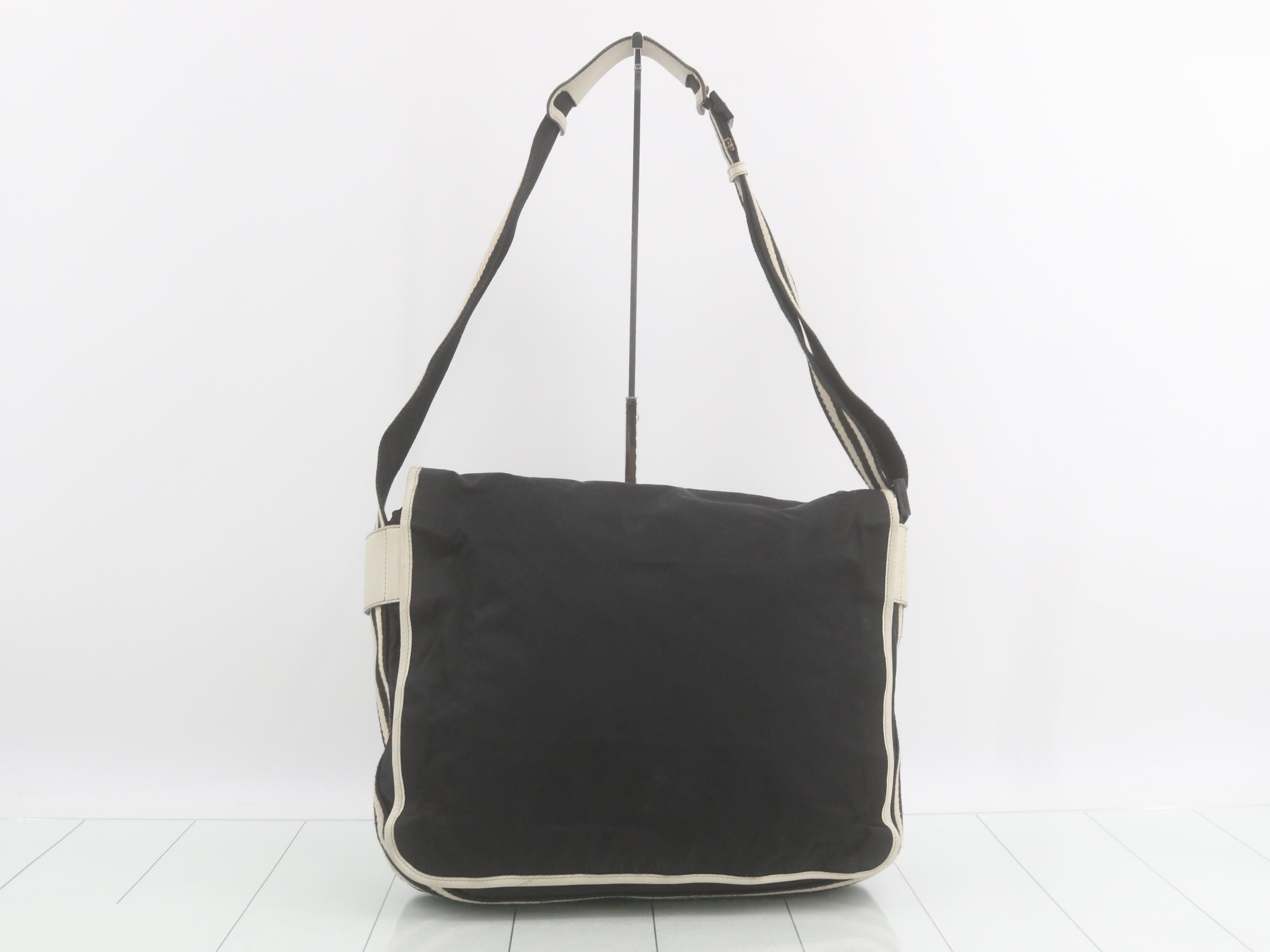 Nylon Crest Logo Shoulder Bag, Black — view 2