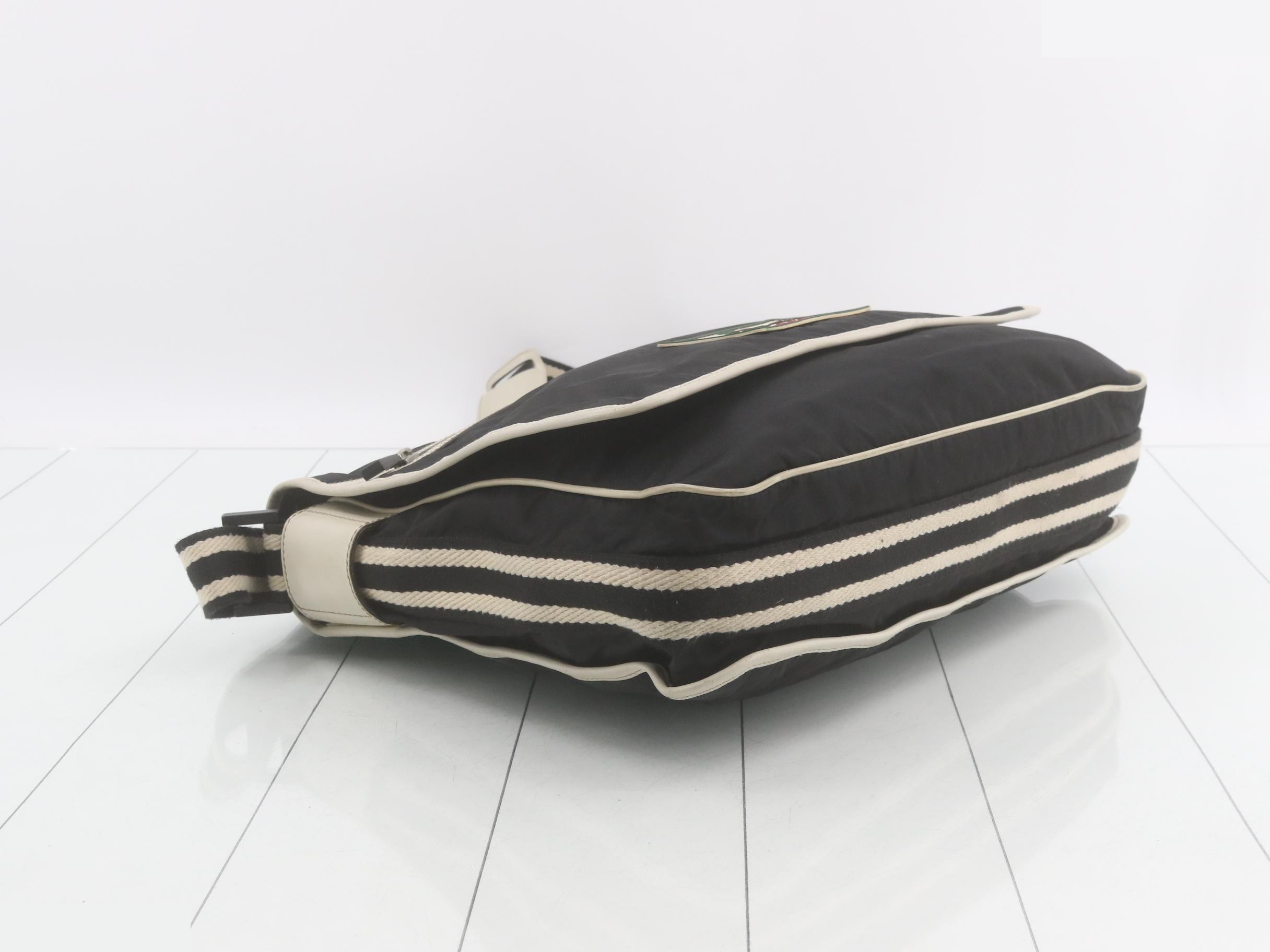 Nylon Crest Logo Shoulder Bag, Black — view 5