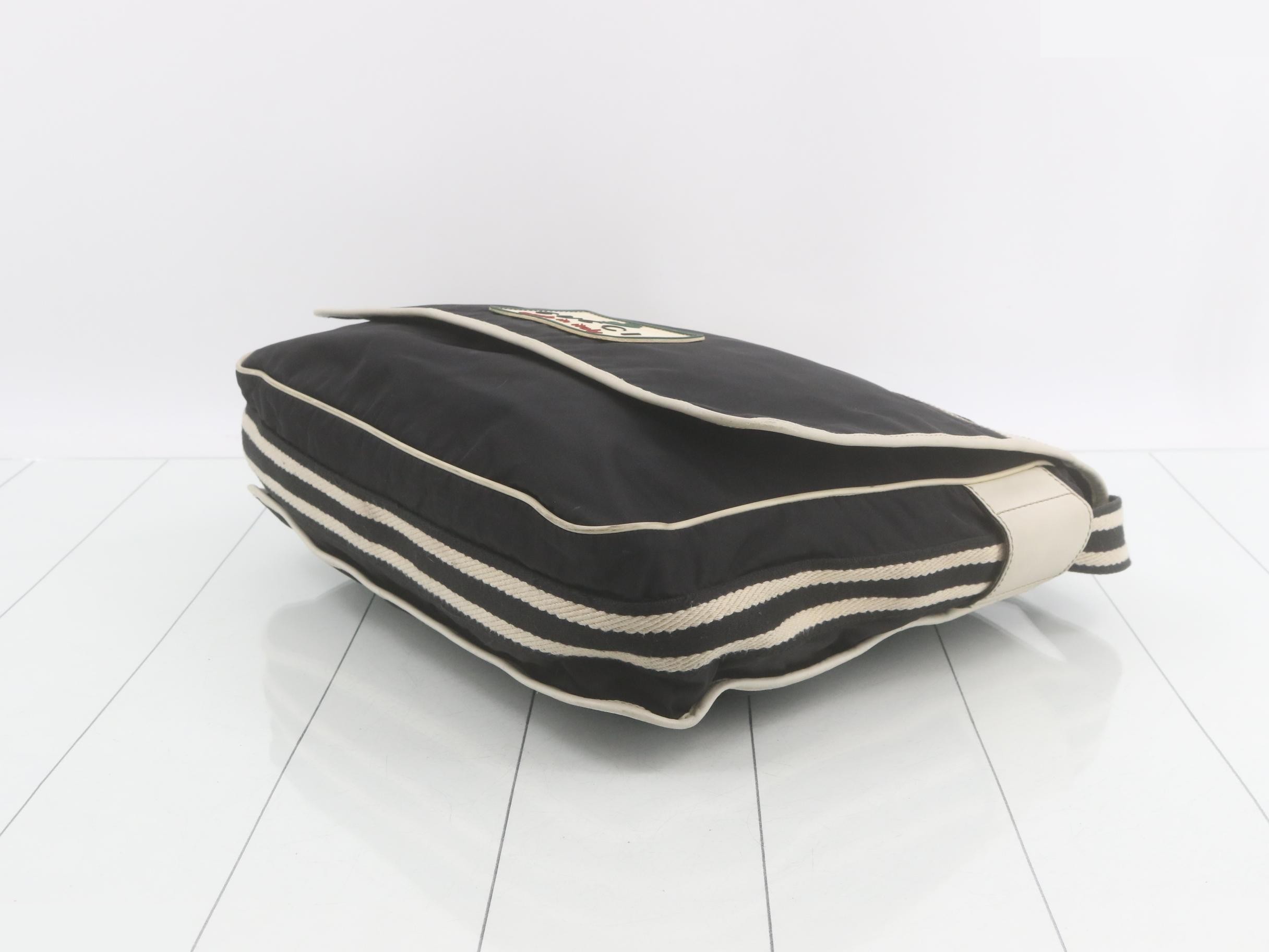 Nylon Crest Logo Shoulder Bag, Black — view 6