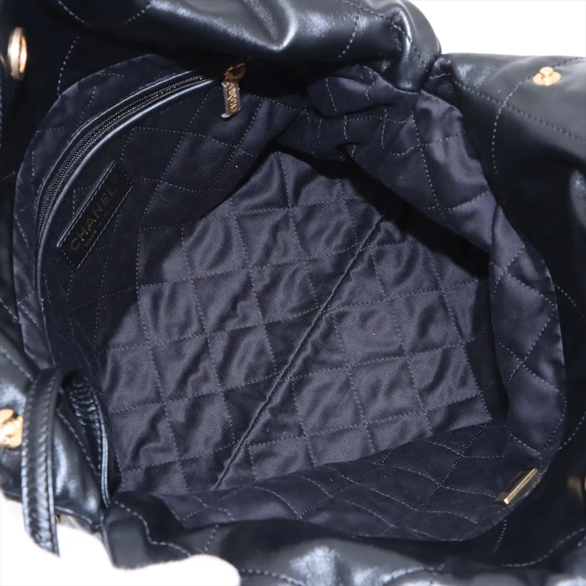 [Individually wrapped] Chanel 22 Small Leather Chain Shoulder Bag Black Gold Hardware CNPTEGA3 Random Plate AS3260 — view 7